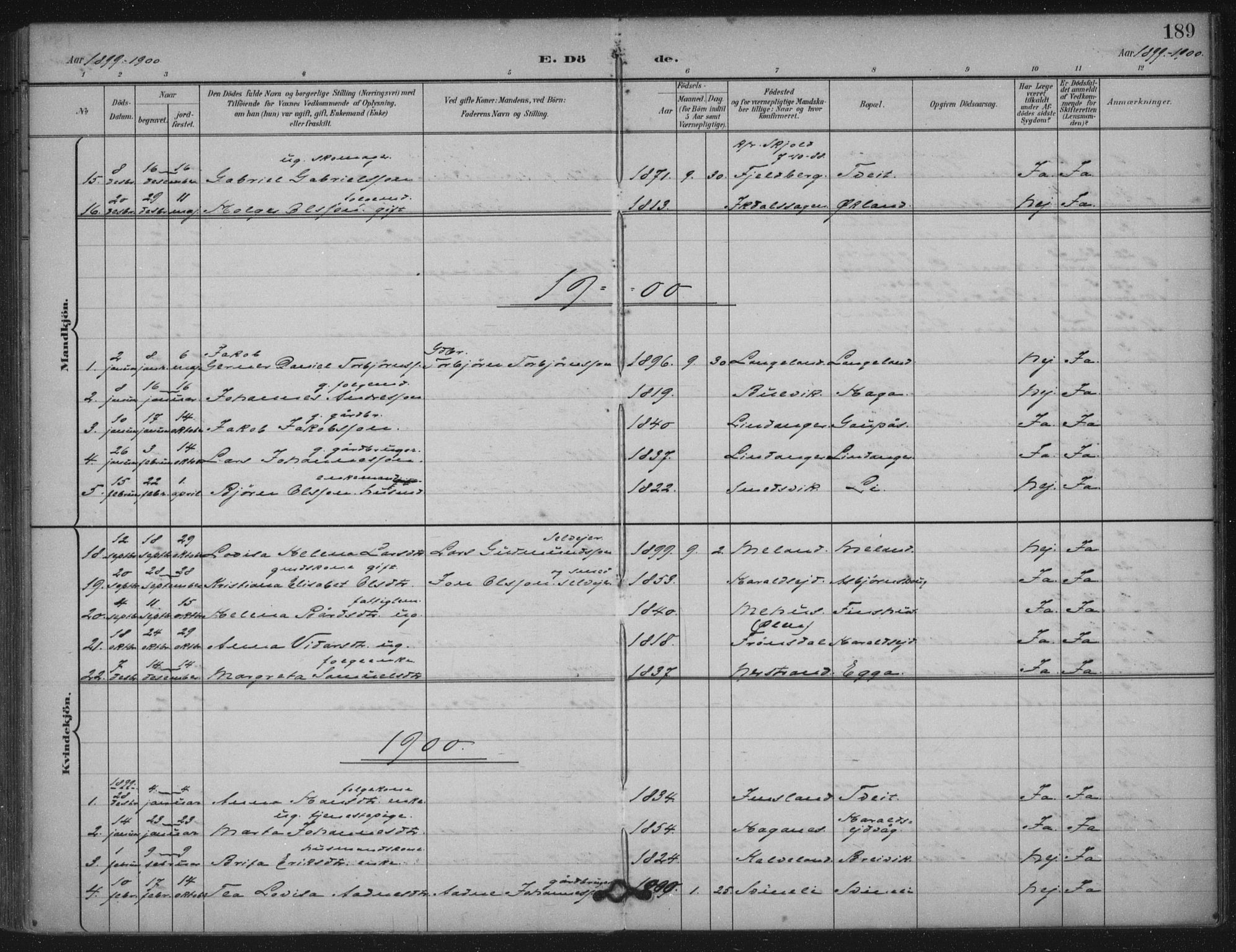 Skjold sokneprestkontor, SAST/A-101847/H/Ha/Haa/L0011: Parish register (official) no. A 11, 1897-1914, p. 189