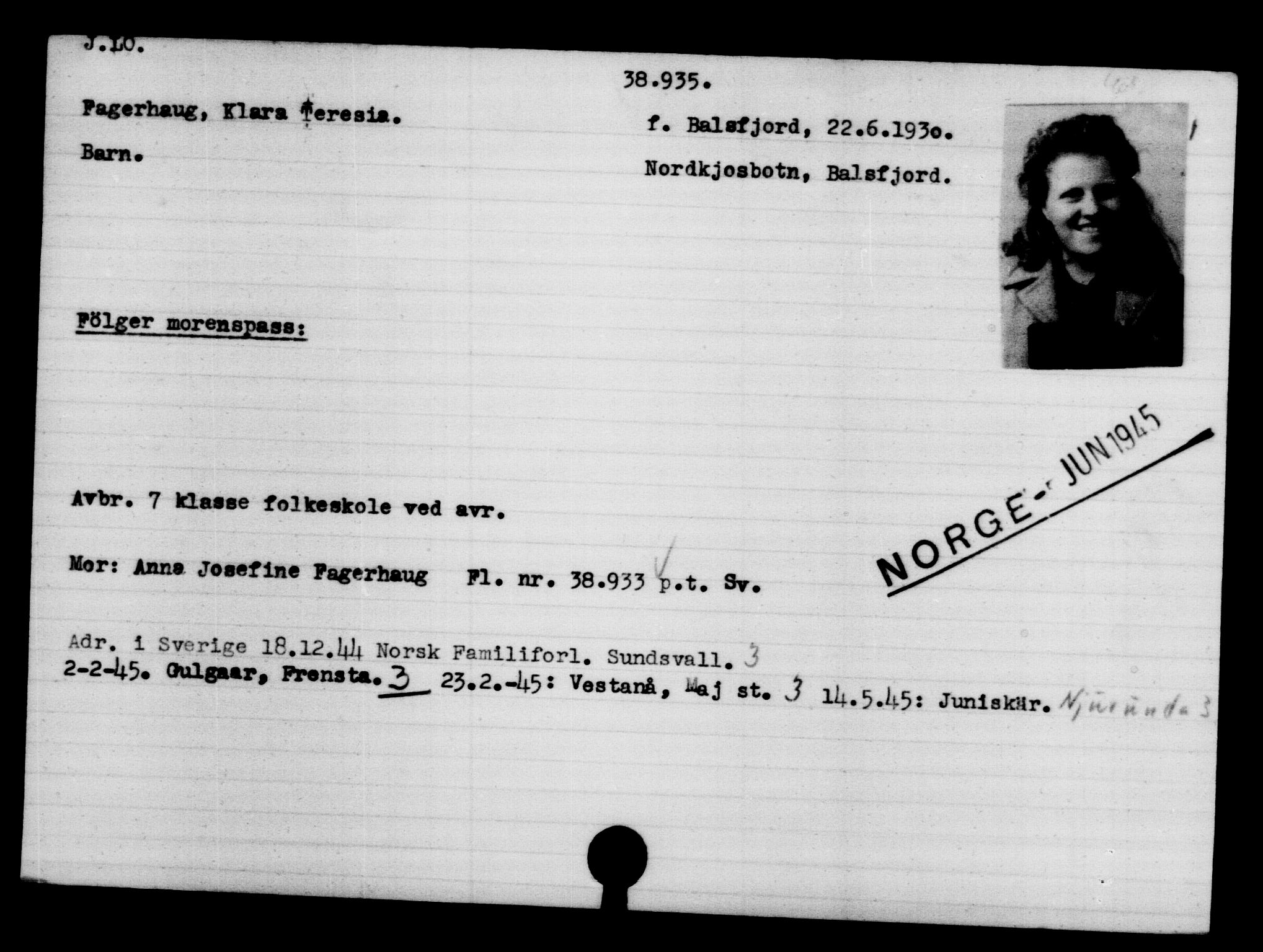 Utenriksstasjonene, Legasjonen i Stockholm, Flyktningkontoret, AV/RA-S-6753/V/Va/L0015: Kjesäterkartoteket, flyktninger med registreringsnr. 37800-40770, 1940-1945, p. 1167