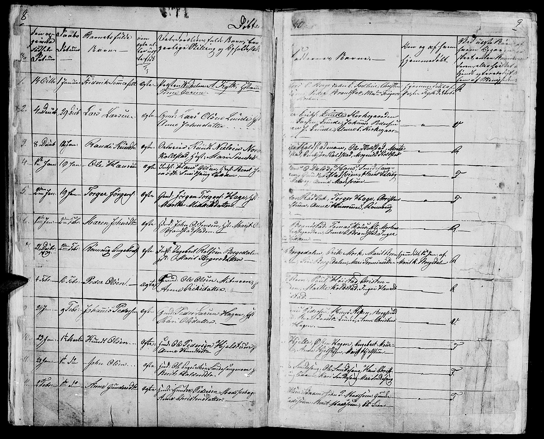 Ringebu prestekontor, SAH/PREST-082/H/Ha/Hab/L0002: Parish register (copy) no. 2, 1839-1853, p. 8-9
