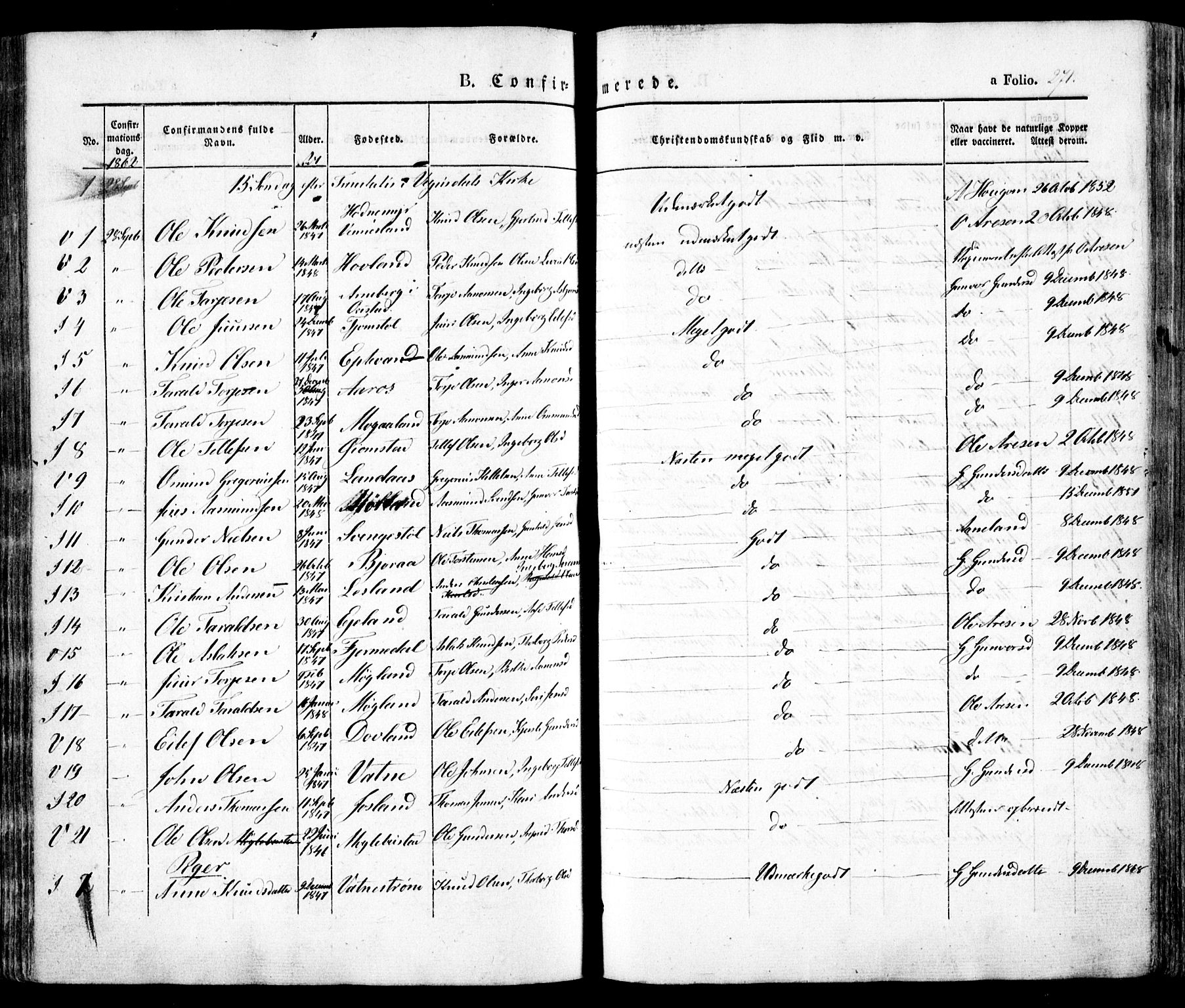 Evje sokneprestkontor, SAK/1111-0008/F/Fa/Faa/L0005: Parish register (official) no. A 5, 1843-1865, p. 271