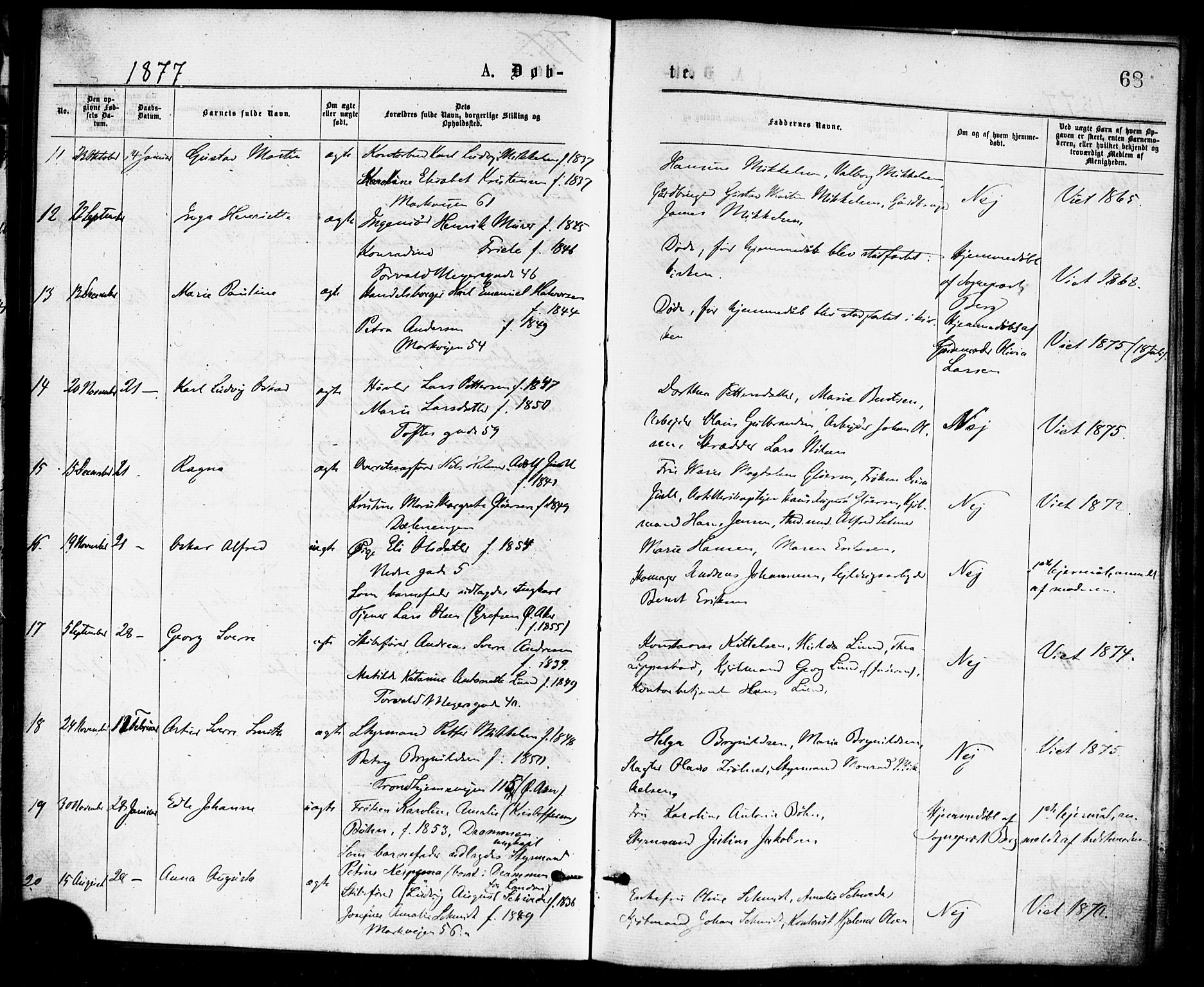 Paulus prestekontor Kirkebøker, AV/SAO-A-10871/F/Fa/L0001: Parish register (official) no. 1, 1875-1878, p. 68