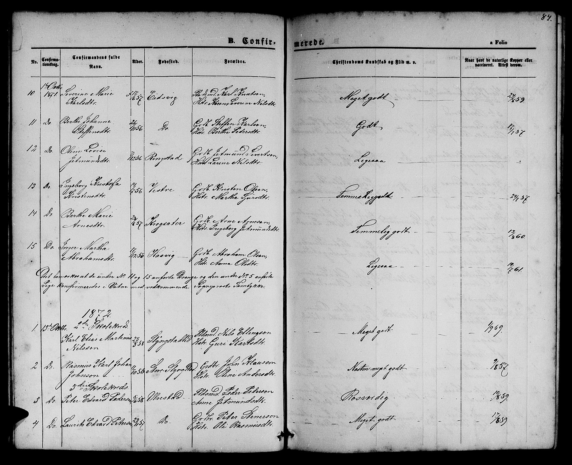 Ministerialprotokoller, klokkerbøker og fødselsregistre - Møre og Romsdal, AV/SAT-A-1454/525/L0375: Parish register (copy) no. 525C01, 1865-1879, p. 84