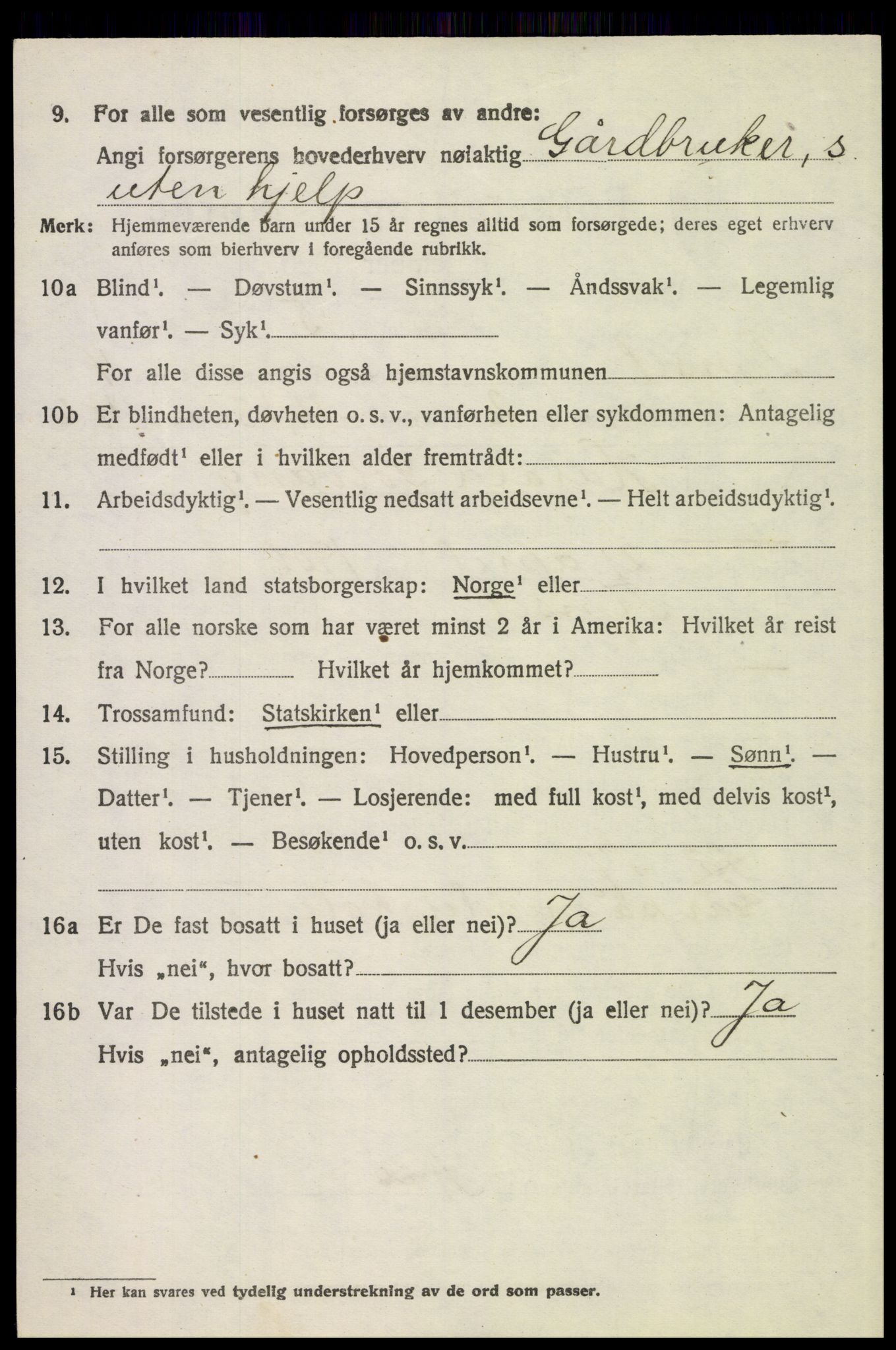 SAH, 1920 census for Tynset, 1920, p. 3195