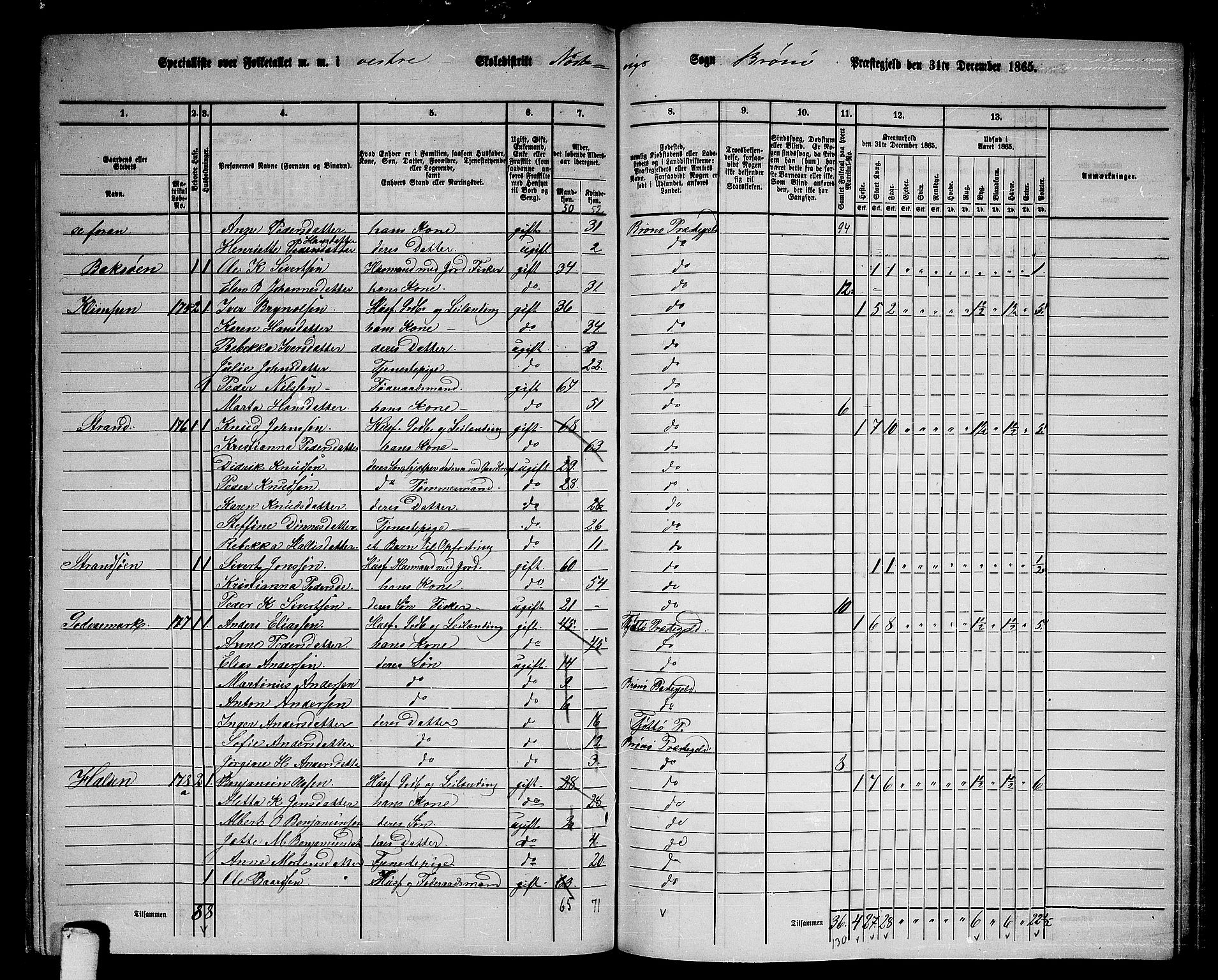 RA, 1865 census for Brønnøy, 1865, p. 176