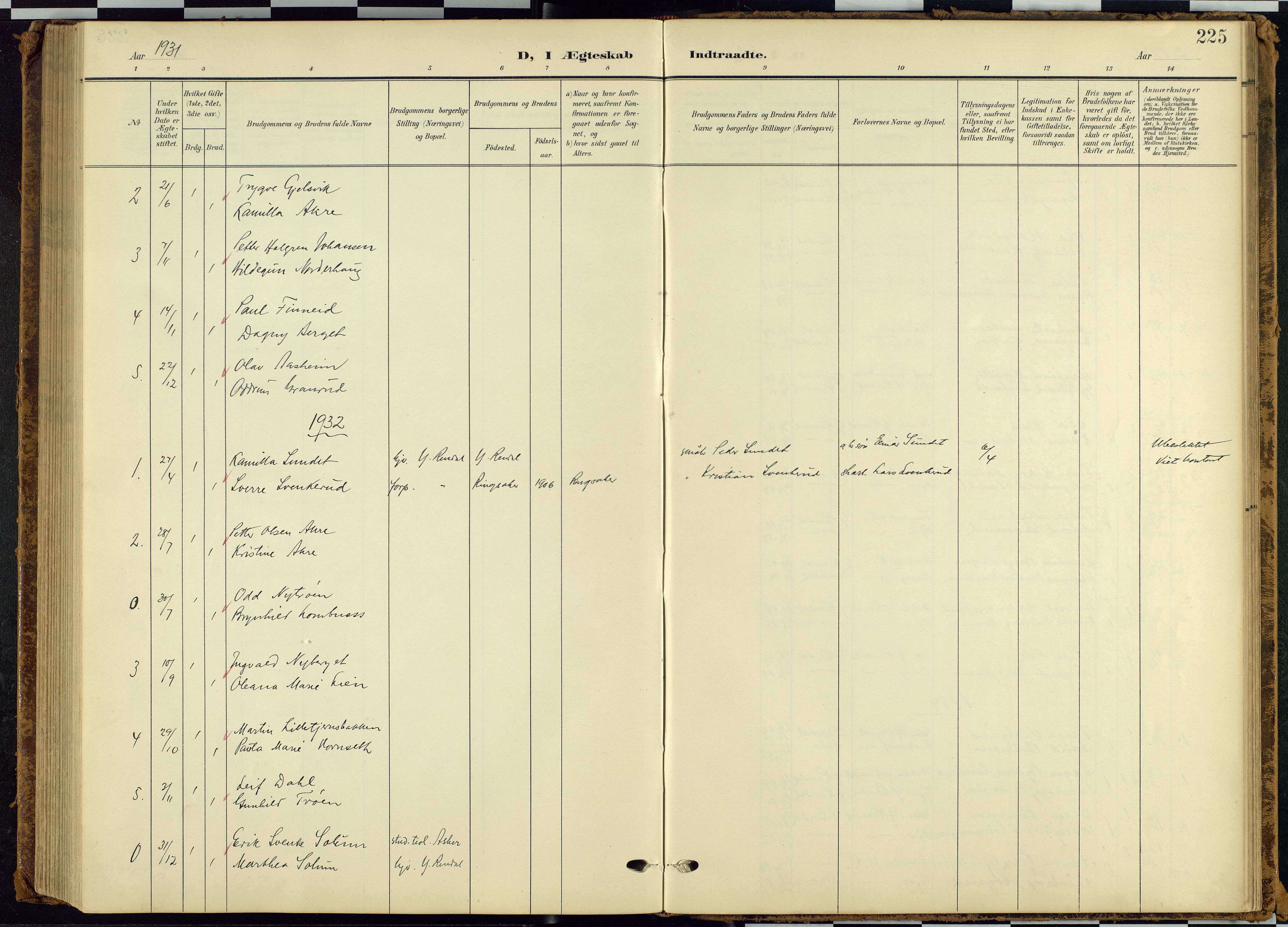 Rendalen prestekontor, AV/SAH-PREST-054/H/Ha/Hab/L0010: Parish register (copy) no. 10, 1903-1940, p. 225