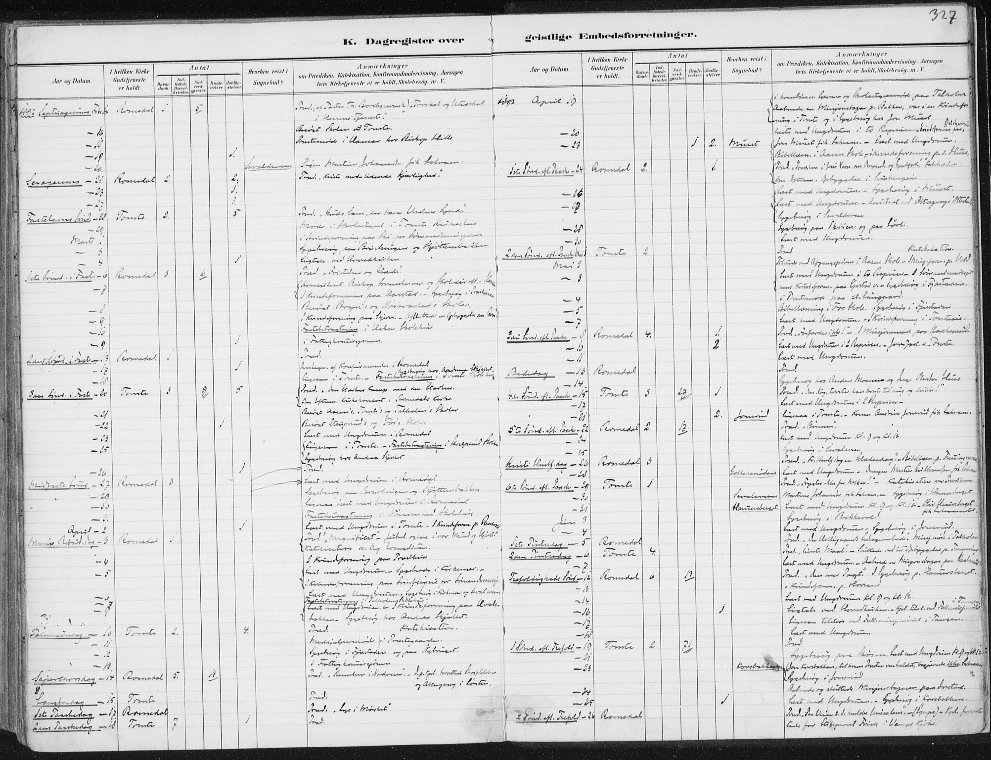 Romedal prestekontor, AV/SAH-PREST-004/K/L0010: Parish register (official) no. 10, 1880-1895, p. 327