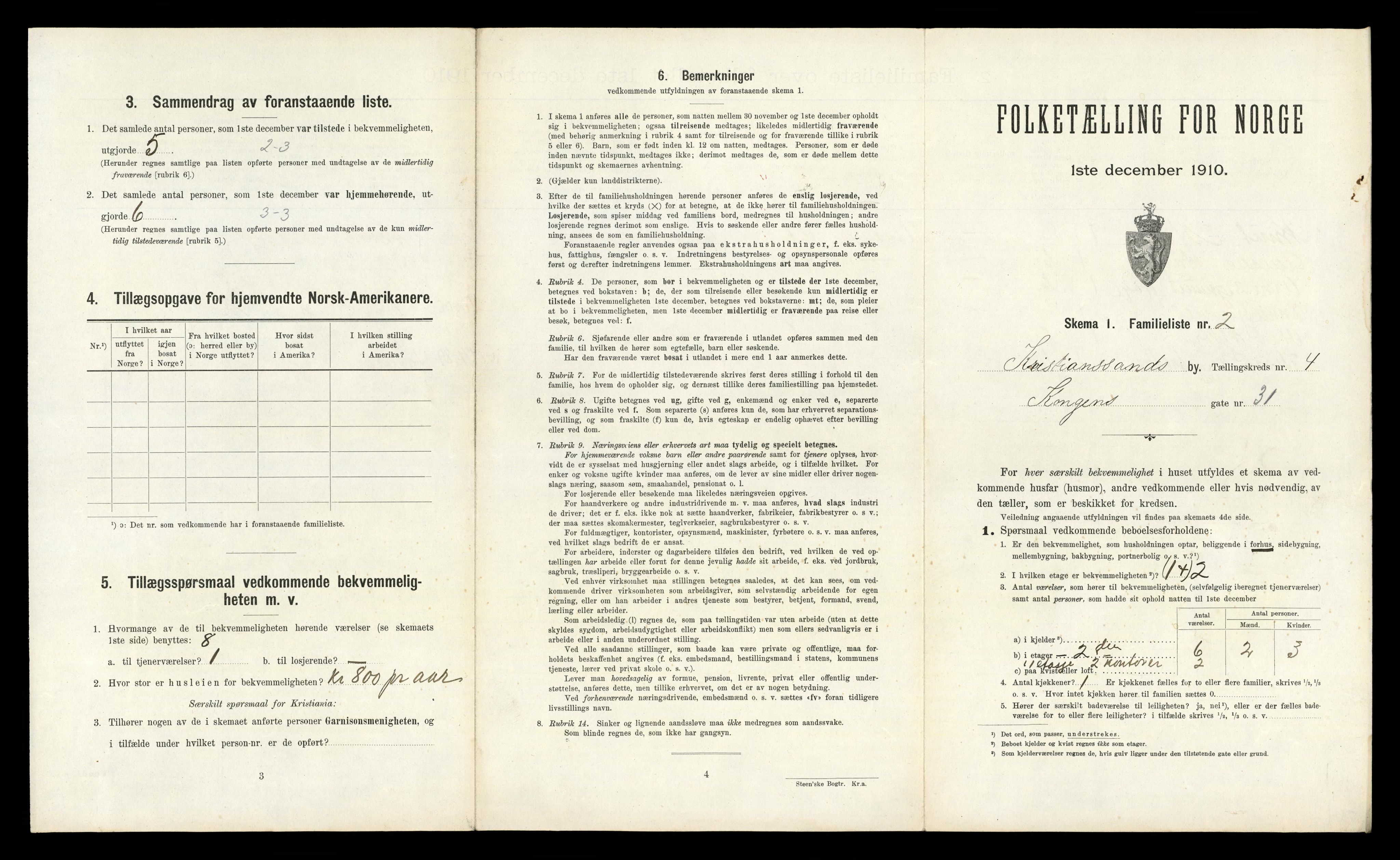 RA, 1910 census for Kristiansand, 1910, p. 750