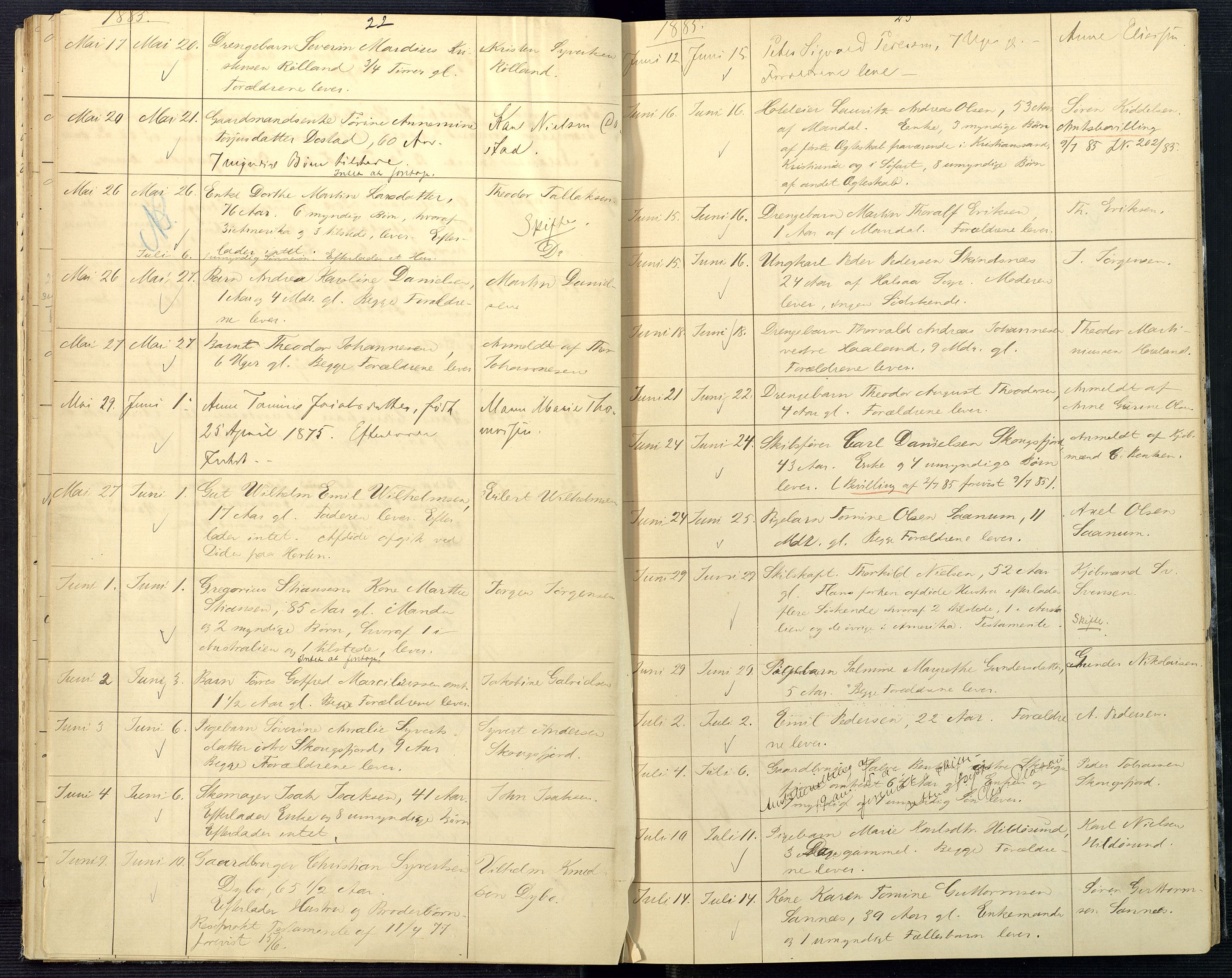 Mandal sorenskriveri, AV/SAK-1221-0005/001/H/Ha/L0004: Dødsfall Mandal prestegjeld nr 3, 1883-1894