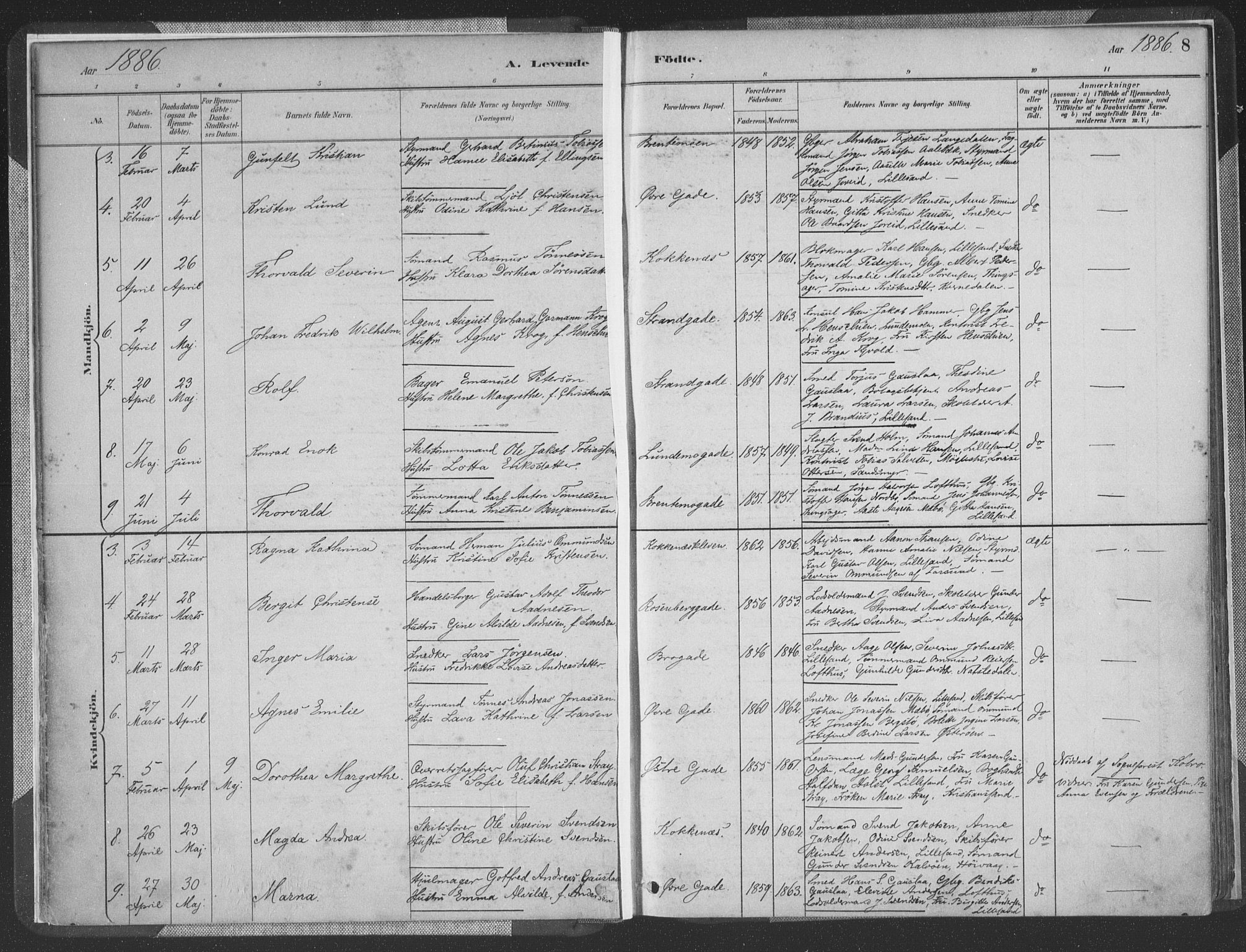 Vestre Moland sokneprestkontor, SAK/1111-0046/F/Fa/Faa/L0001: Parish register (official) no. A 1, 1884-1899, p. 9