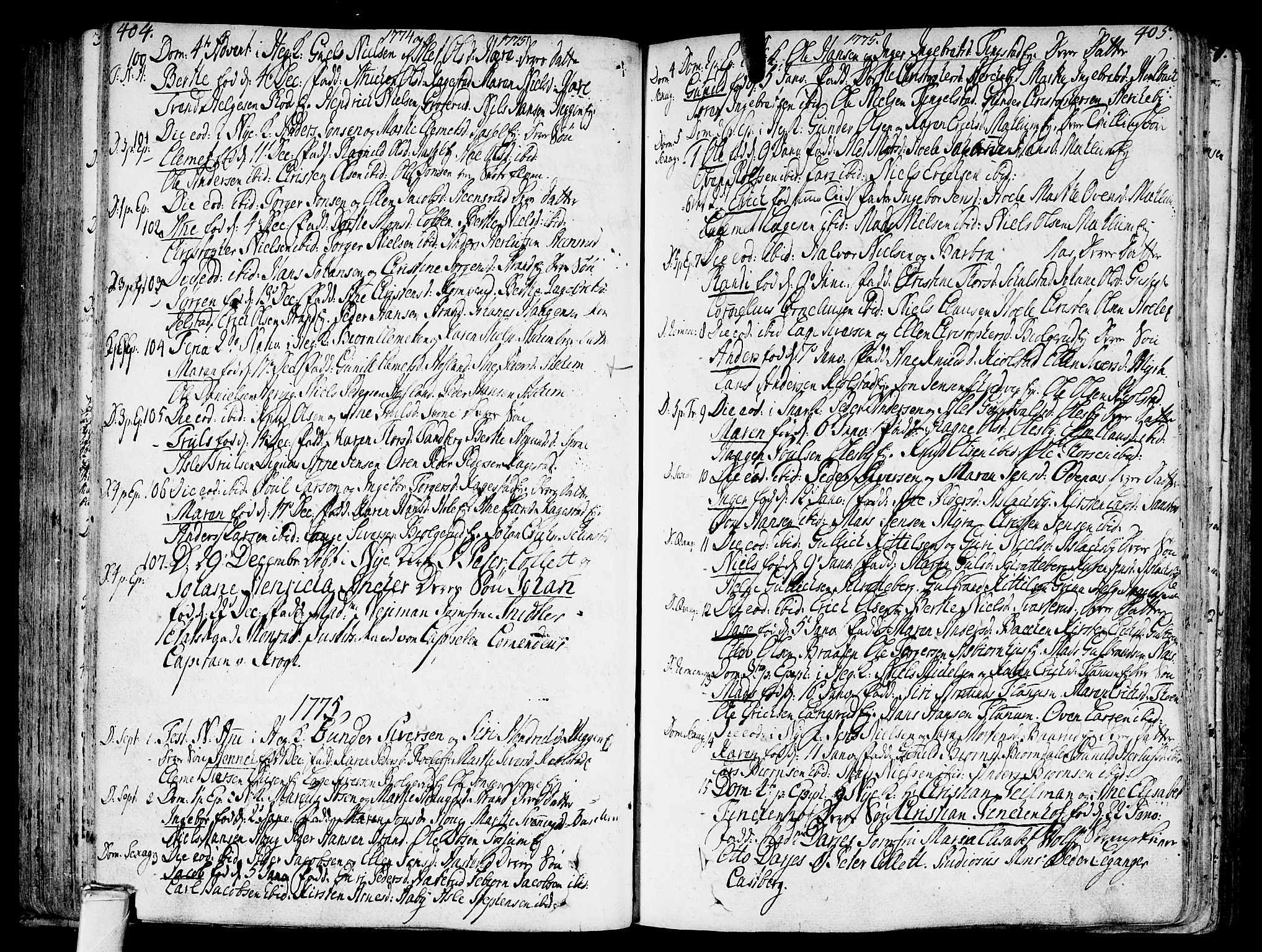 Modum kirkebøker, AV/SAKO-A-234/F/Fa/L0002: Parish register (official) no. 2, 1741-1782, p. 404-405