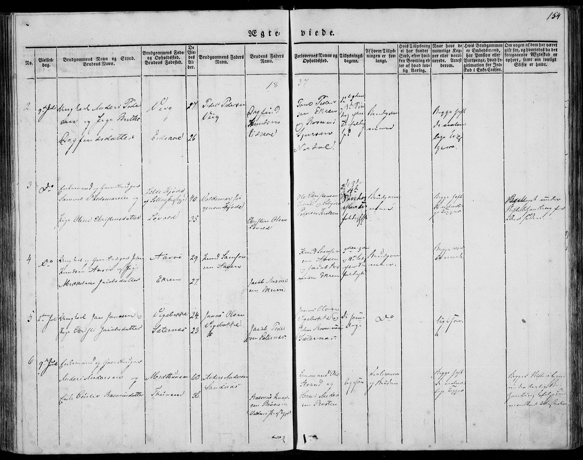 Ministerialprotokoller, klokkerbøker og fødselsregistre - Møre og Romsdal, SAT/A-1454/501/L0005: Parish register (official) no. 501A05, 1831-1844, p. 154