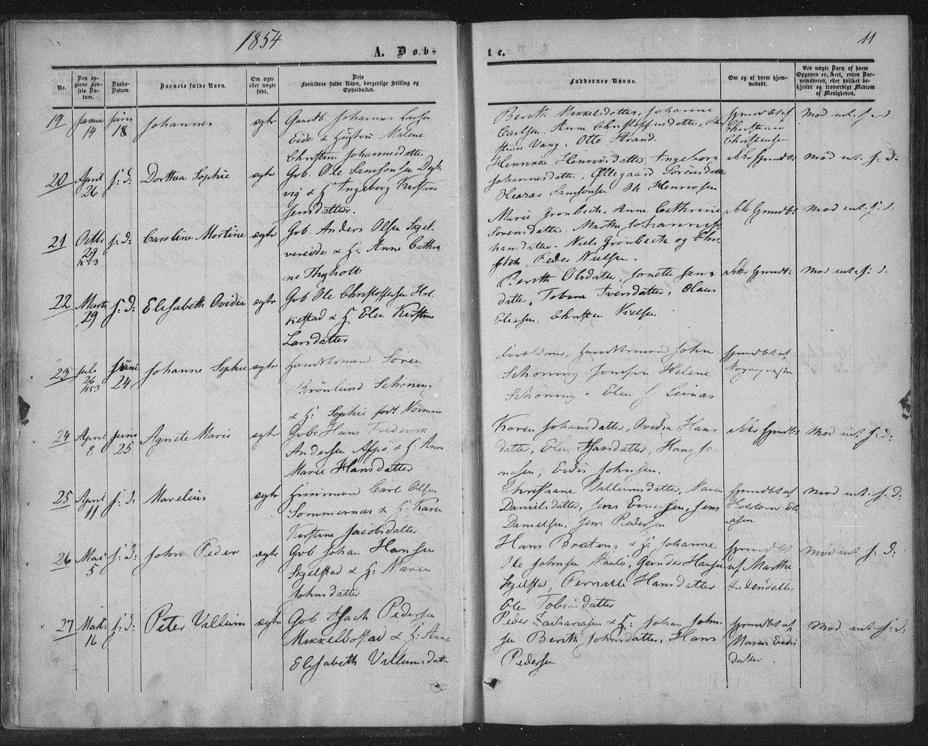 Ministerialprotokoller, klokkerbøker og fødselsregistre - Nordland, AV/SAT-A-1459/855/L0800: Parish register (official) no. 855A08, 1852-1864, p. 11