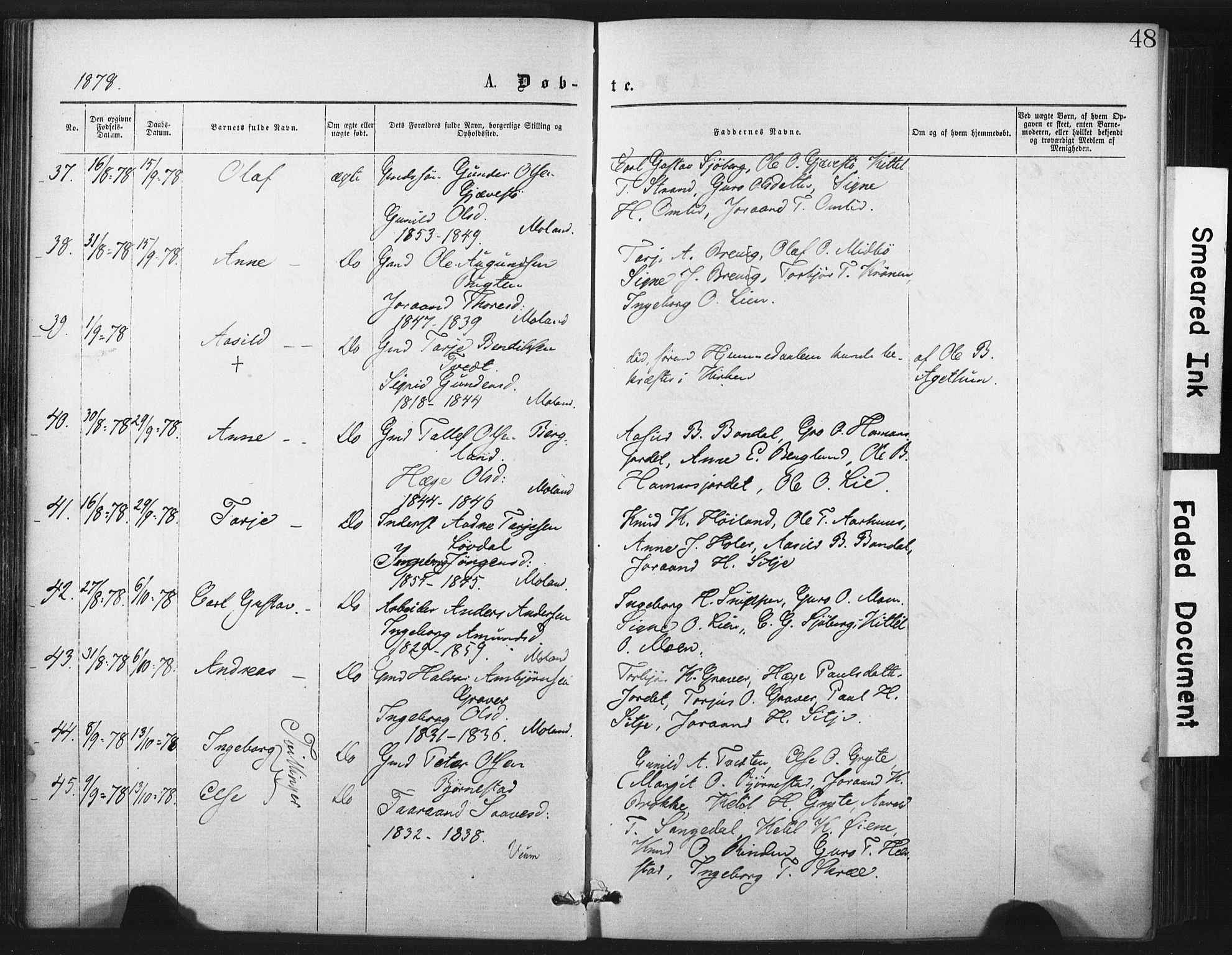 Fyresdal kirkebøker, SAKO/A-263/F/Fa/L0006: Parish register (official) no. I 6, 1872-1886, p. 48