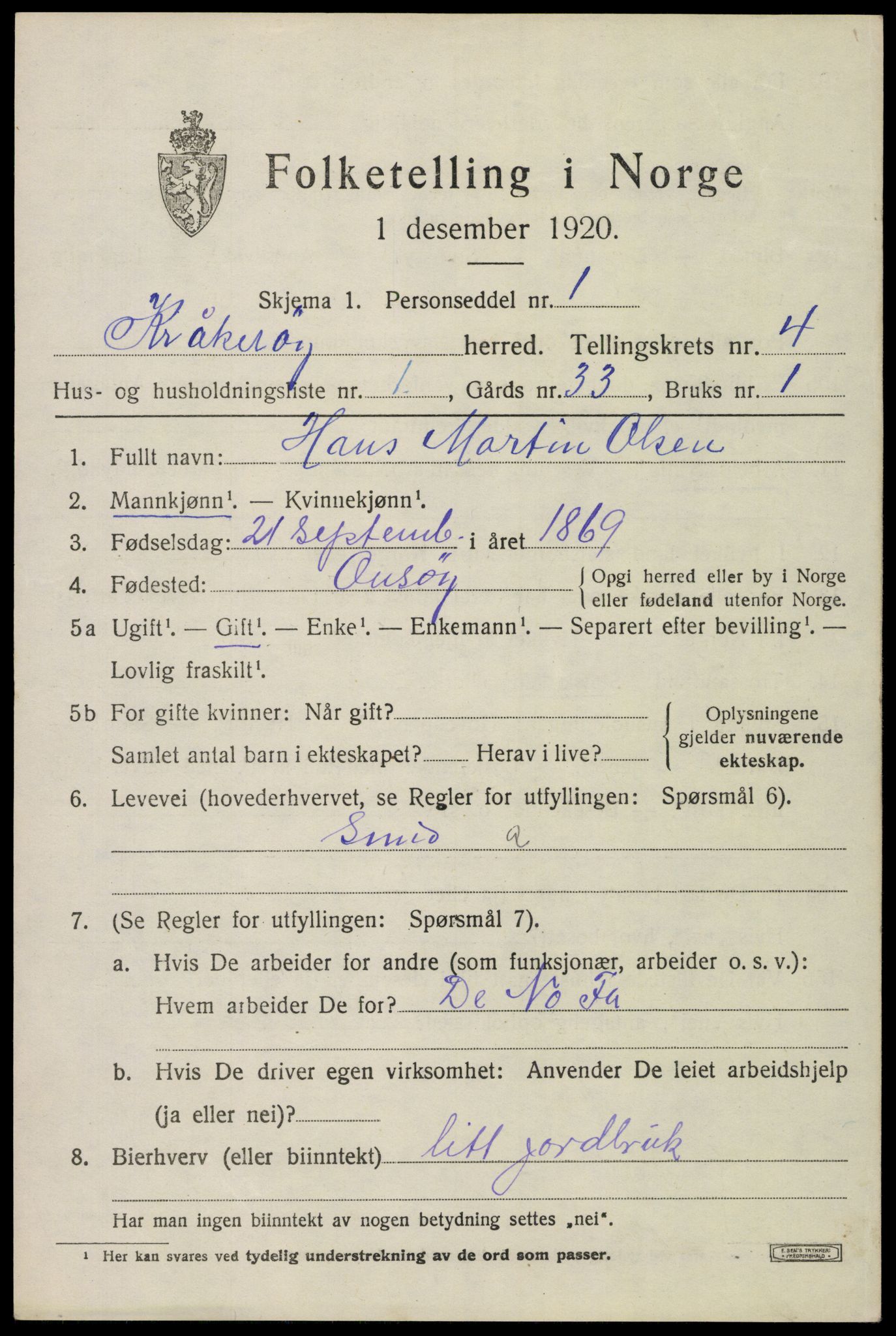 SAO, 1920 census for Kråkerøy, 1920, p. 5344