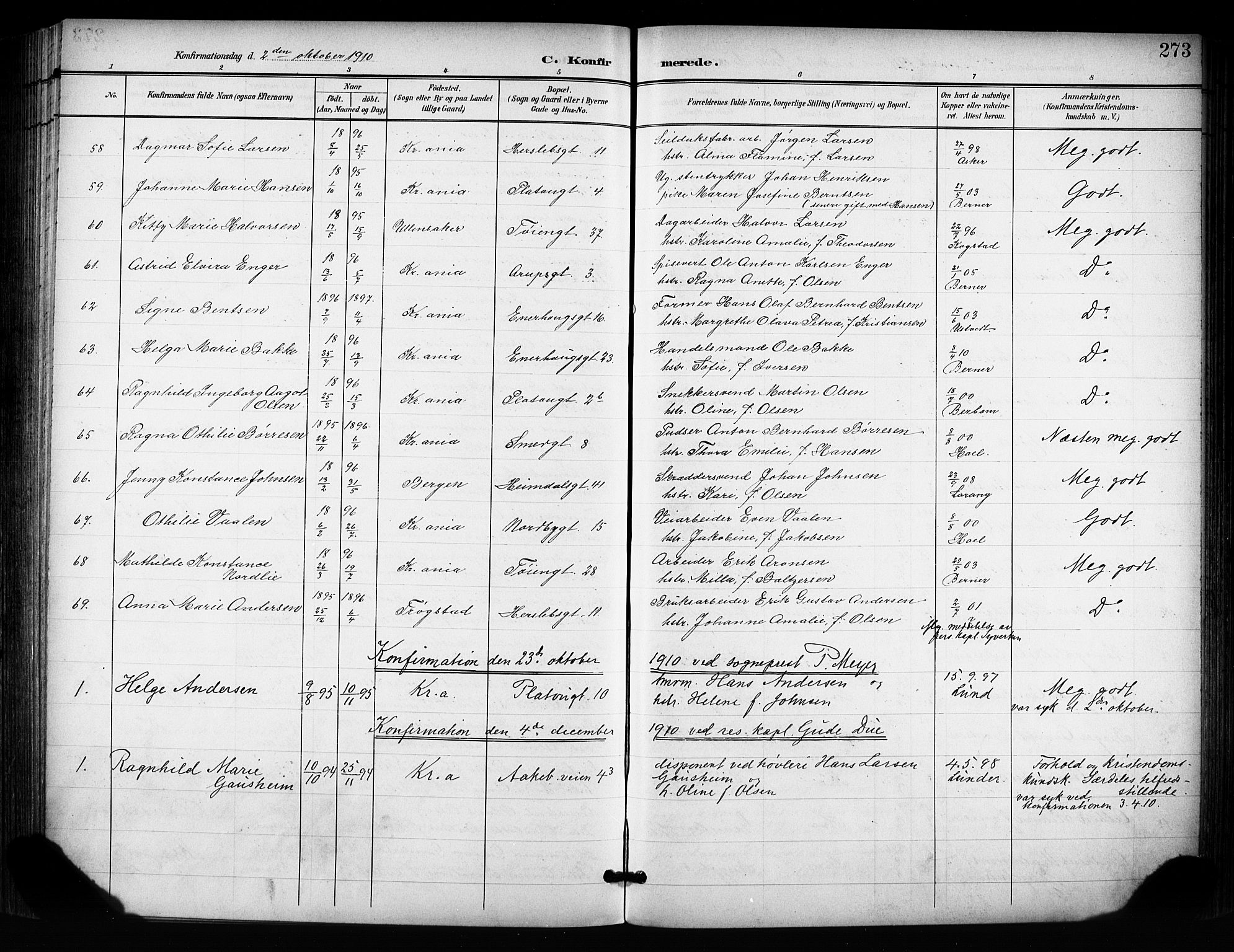 Grønland prestekontor Kirkebøker, SAO/A-10848/F/Fa/L0015: Parish register (official) no. 15, 1899-1919, p. 273