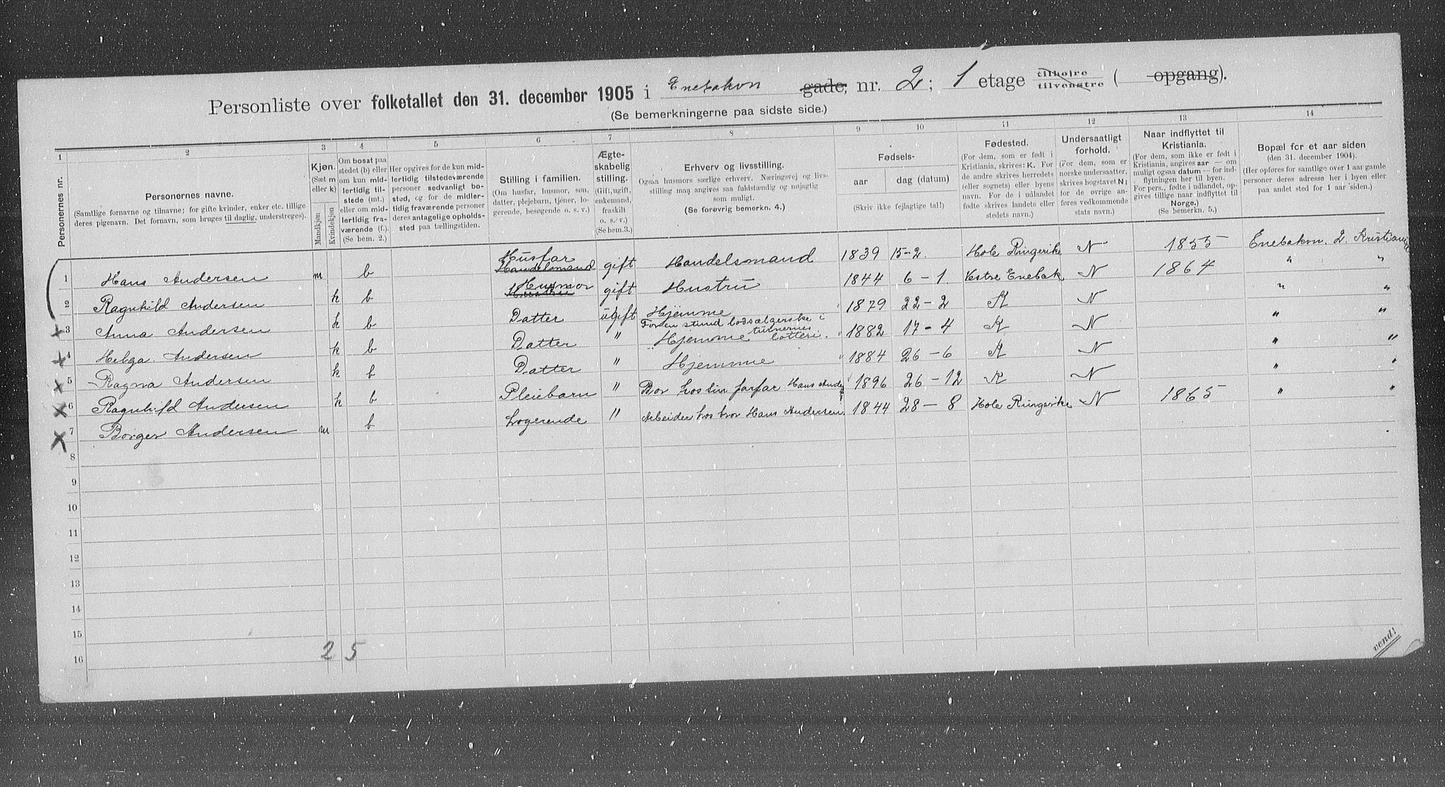 OBA, Municipal Census 1905 for Kristiania, 1905, p. 10574