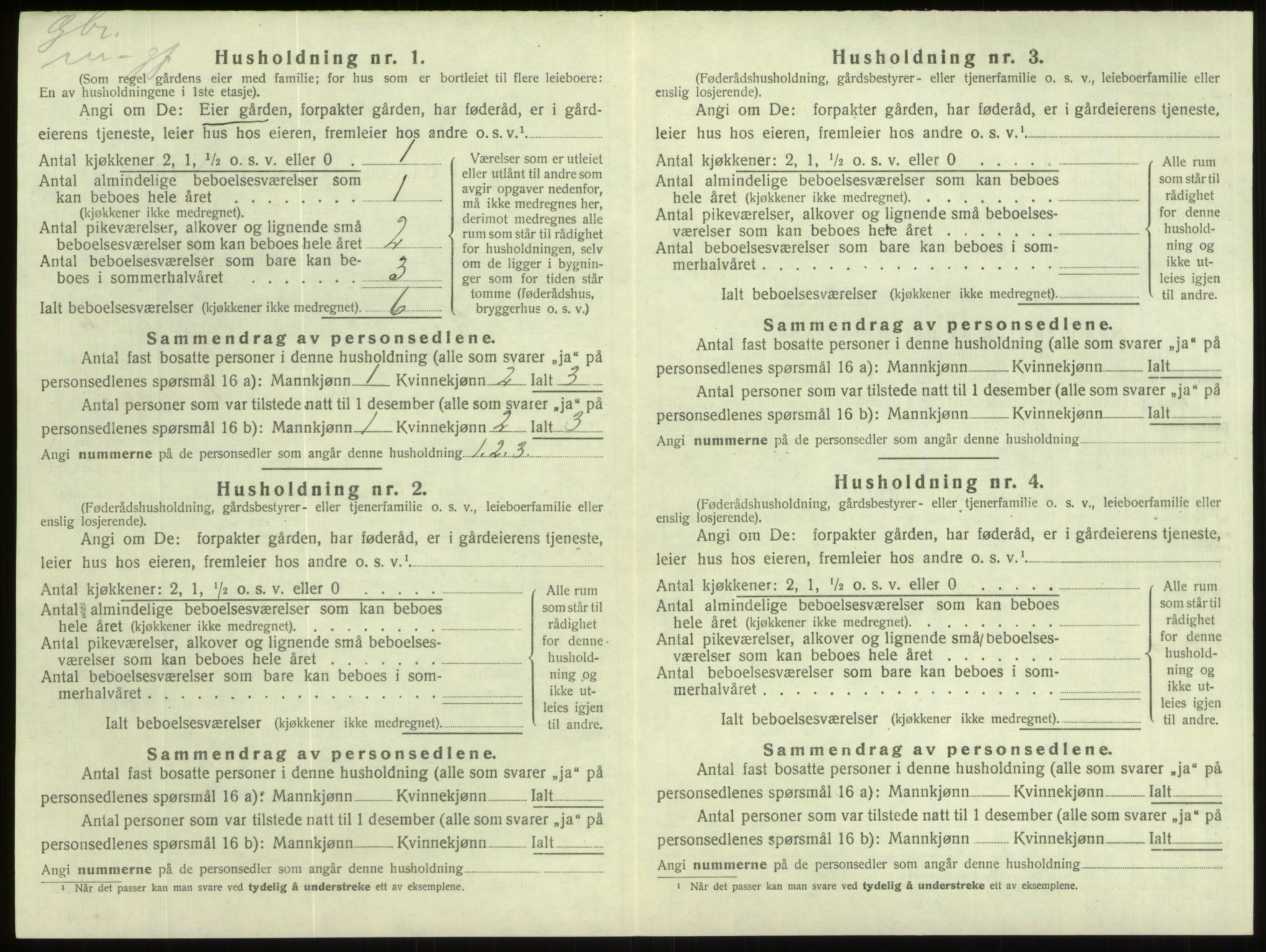 SAB, 1920 census for Gloppen, 1920, p. 447