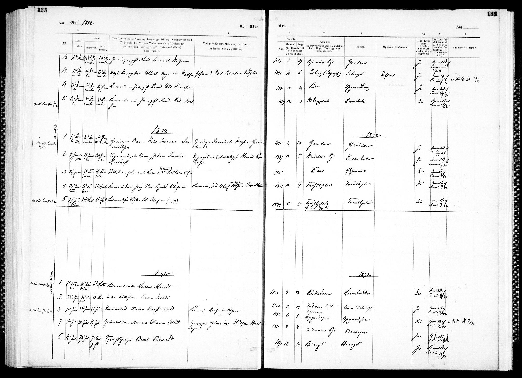 Ministerialprotokoller, klokkerbøker og fødselsregistre - Nord-Trøndelag, SAT/A-1458/733/L0325: Parish register (official) no. 733A04, 1884-1908, p. 135