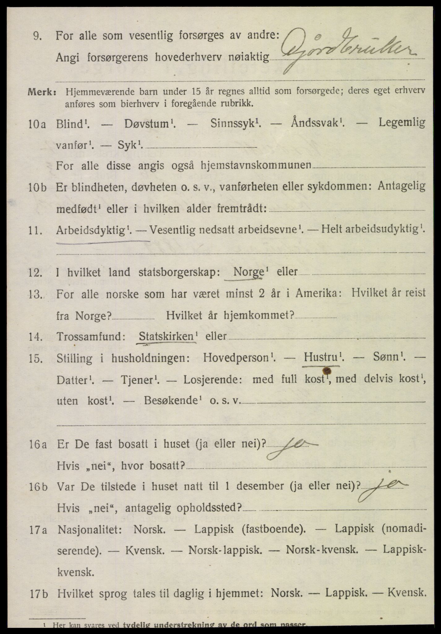 SAT, 1920 census for Nordvik, 1920, p. 2611