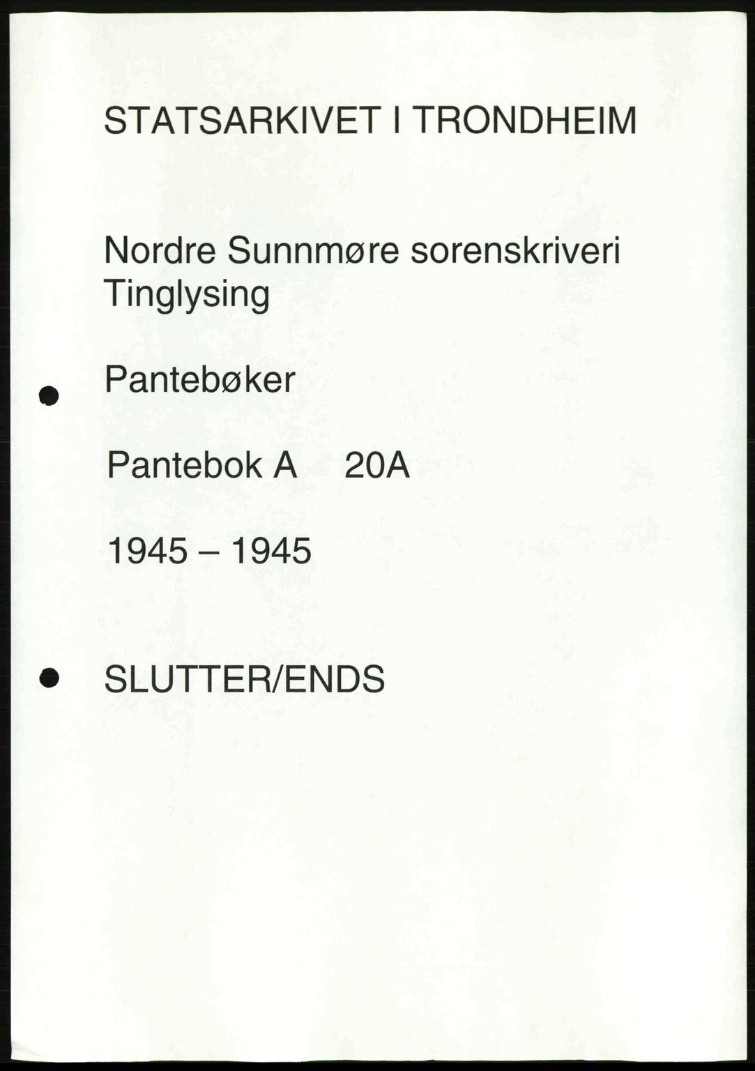 Nordre Sunnmøre sorenskriveri, AV/SAT-A-0006/1/2/2C/2Ca: Mortgage book no. A20a, 1945-1945