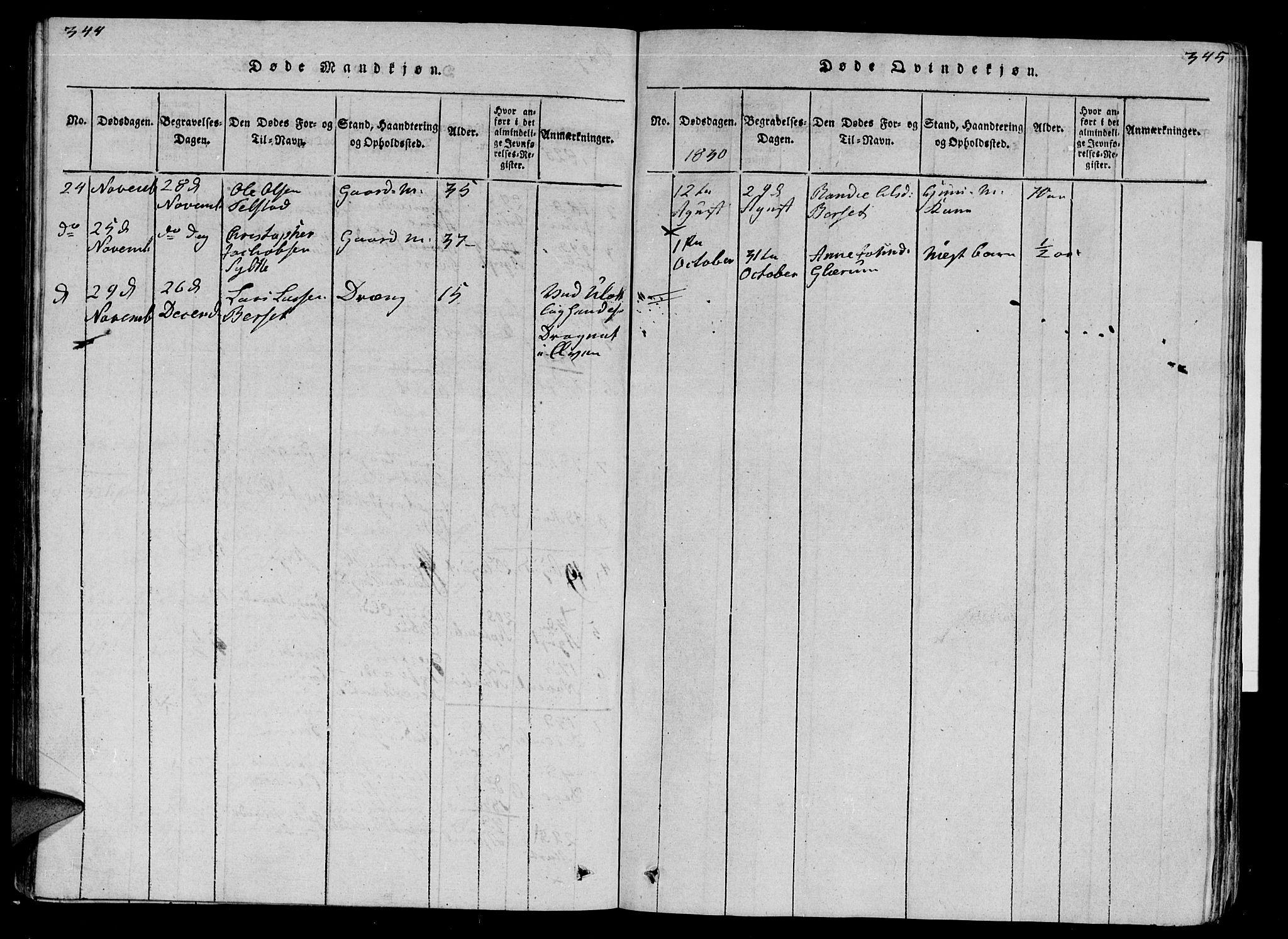 Ministerialprotokoller, klokkerbøker og fødselsregistre - Møre og Romsdal, AV/SAT-A-1454/595/L1050: Parish register (copy) no. 595C02, 1819-1834, p. 344-345