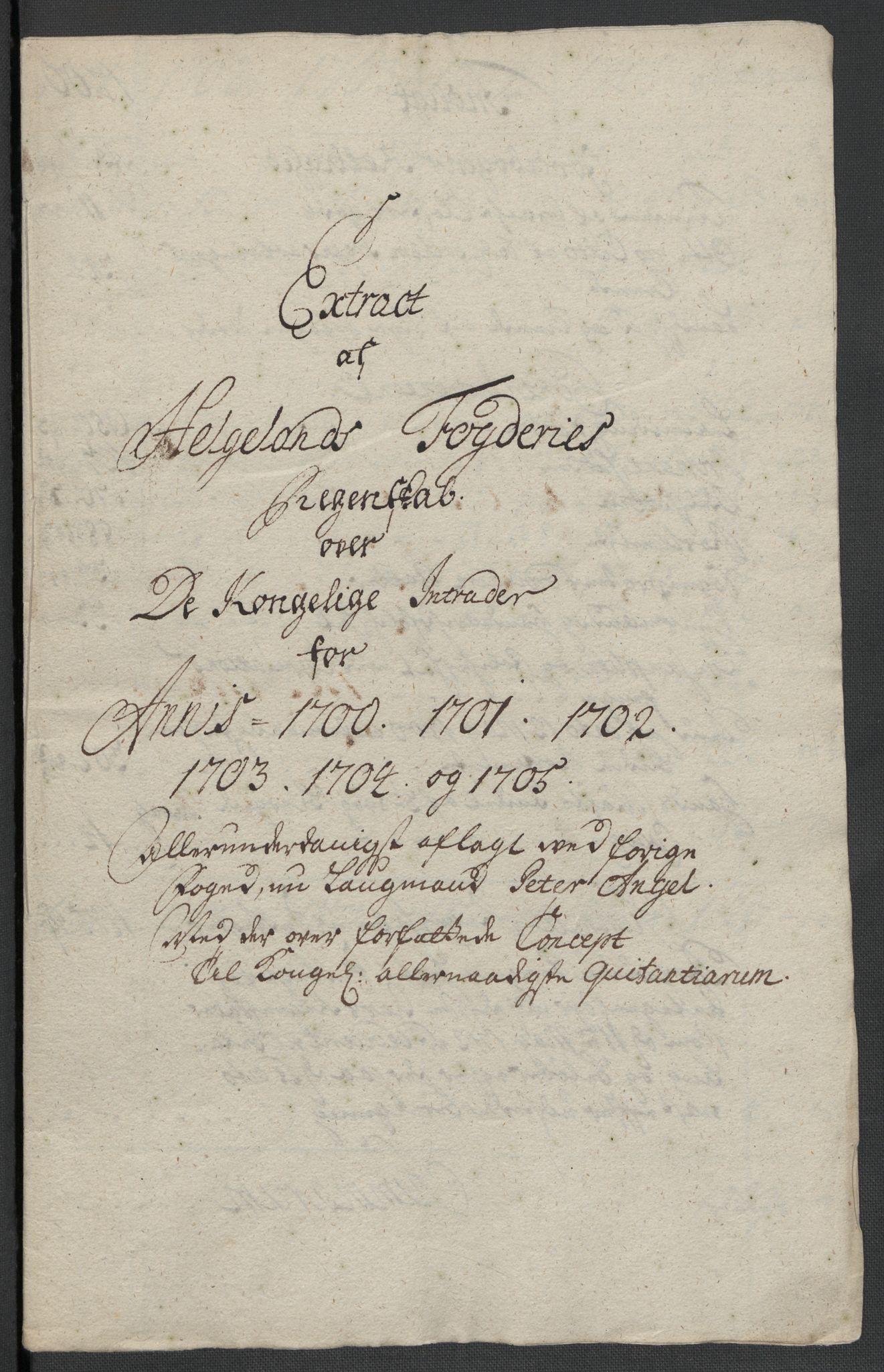 Rentekammeret inntil 1814, Reviderte regnskaper, Fogderegnskap, AV/RA-EA-4092/R65/L4508: Fogderegnskap Helgeland, 1702-1705, p. 360