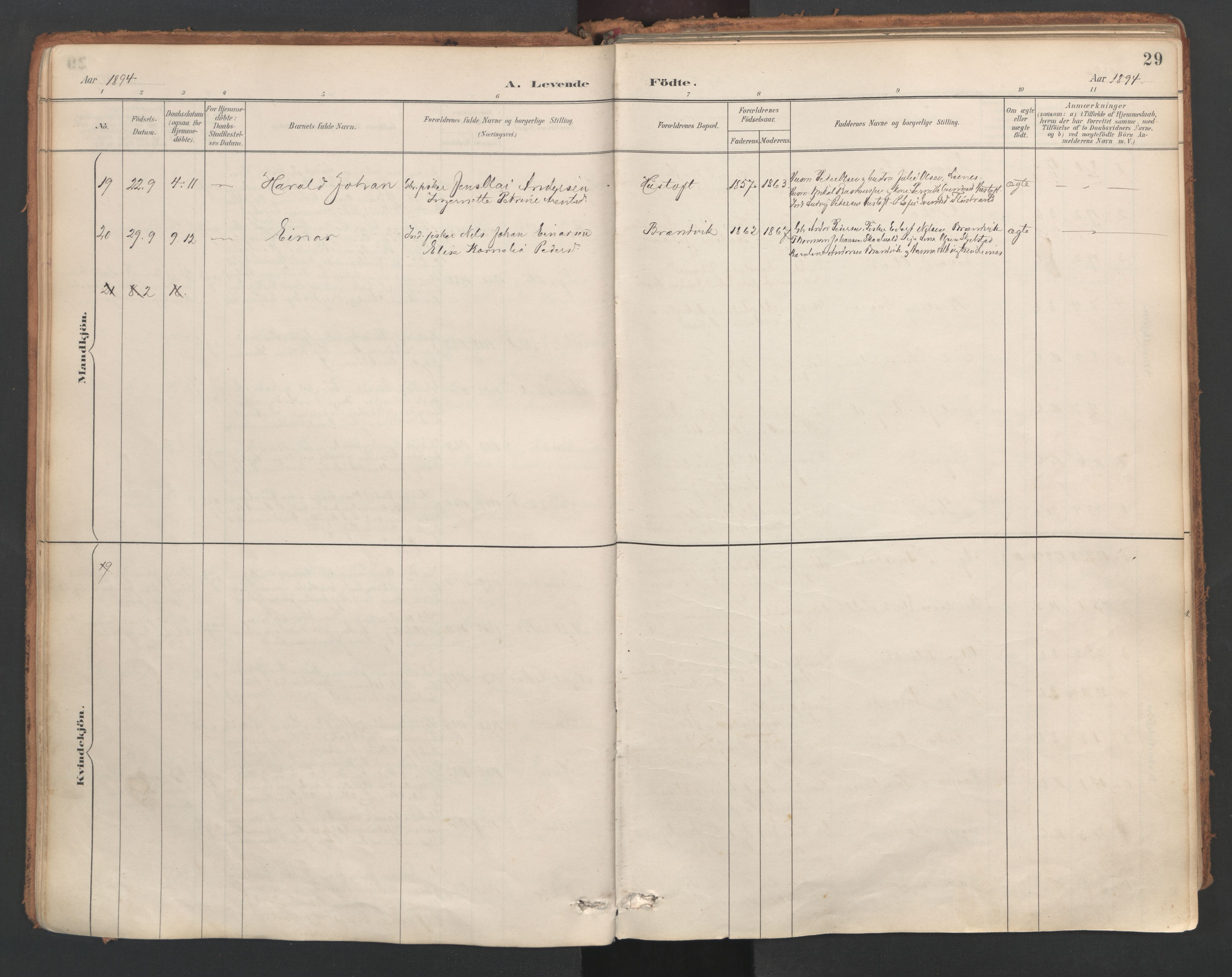 Ministerialprotokoller, klokkerbøker og fødselsregistre - Nordland, AV/SAT-A-1459/857/L0822: Parish register (official) no. 857A02, 1890-1917, p. 29