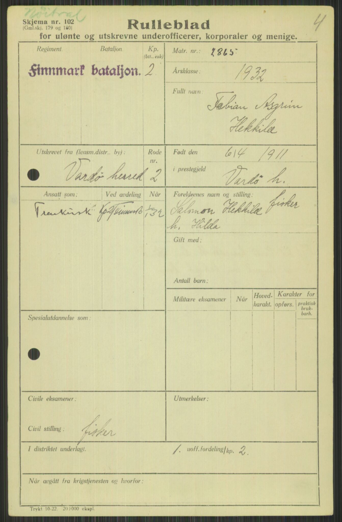 Forsvaret, Varanger bataljon, AV/RA-RAFA-2258/1/D/L0440: Rulleblad for fødte 1892-1912, 1892-1912, p. 1221