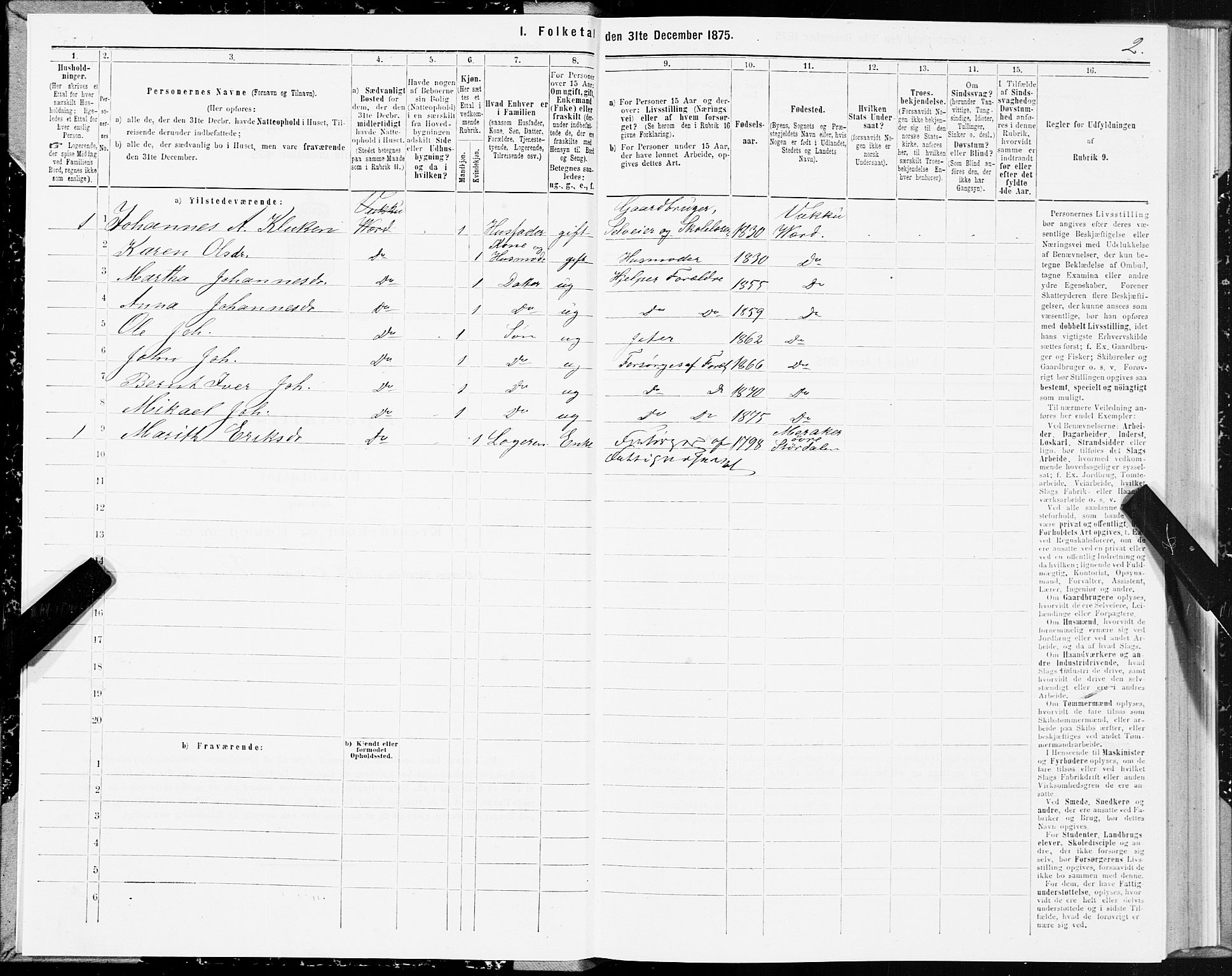 SAT, 1875 census for 1721P Verdal, 1875, p. 7002