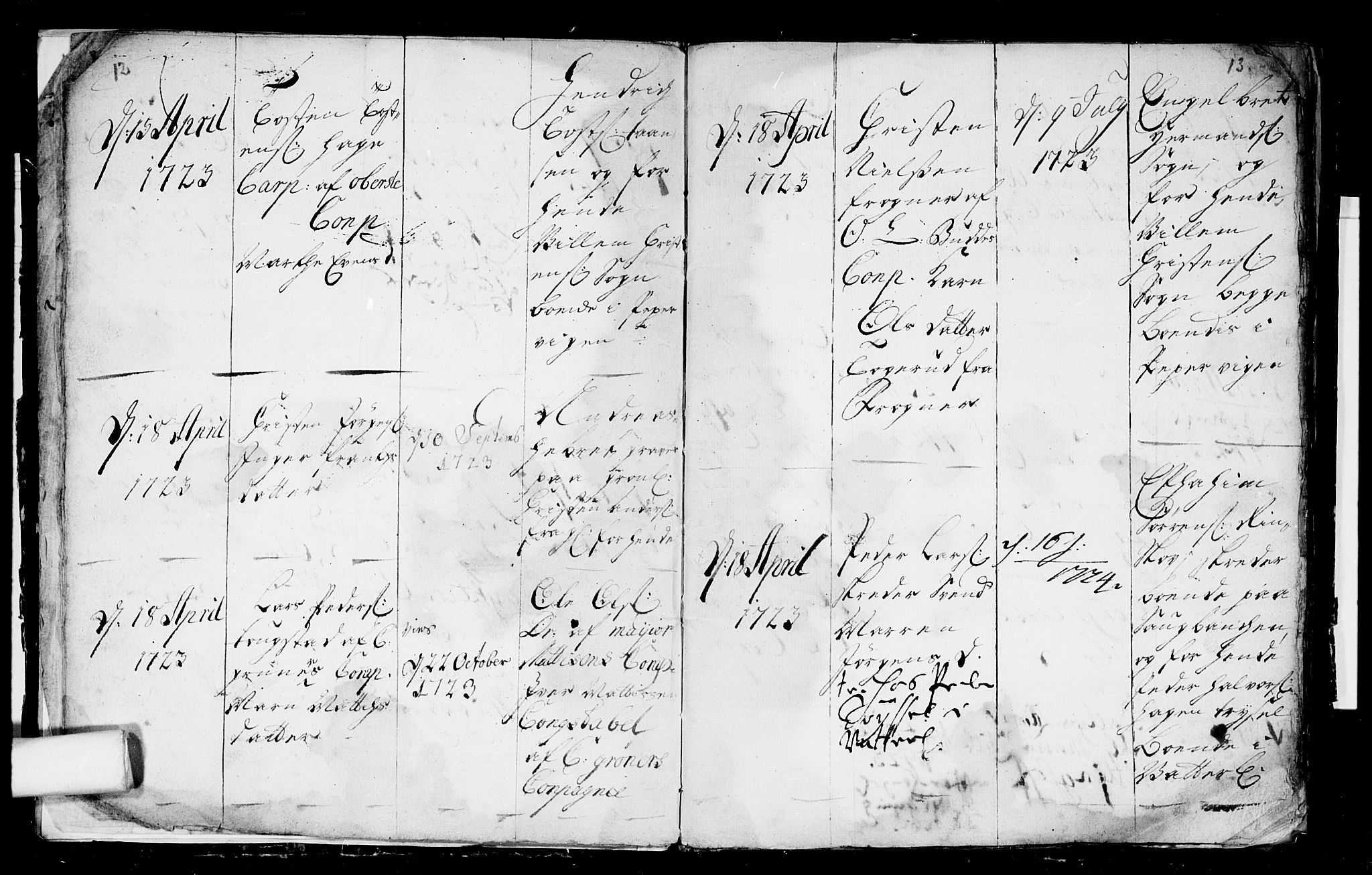 Aker prestekontor kirkebøker, AV/SAO-A-10861/F/L0003: Parish register (official) no. 3, 1723-1731, p. 12-13