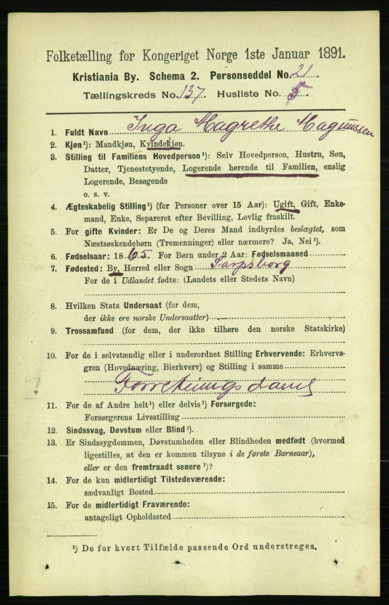 RA, 1891 census for 0301 Kristiania, 1891, p. 76419