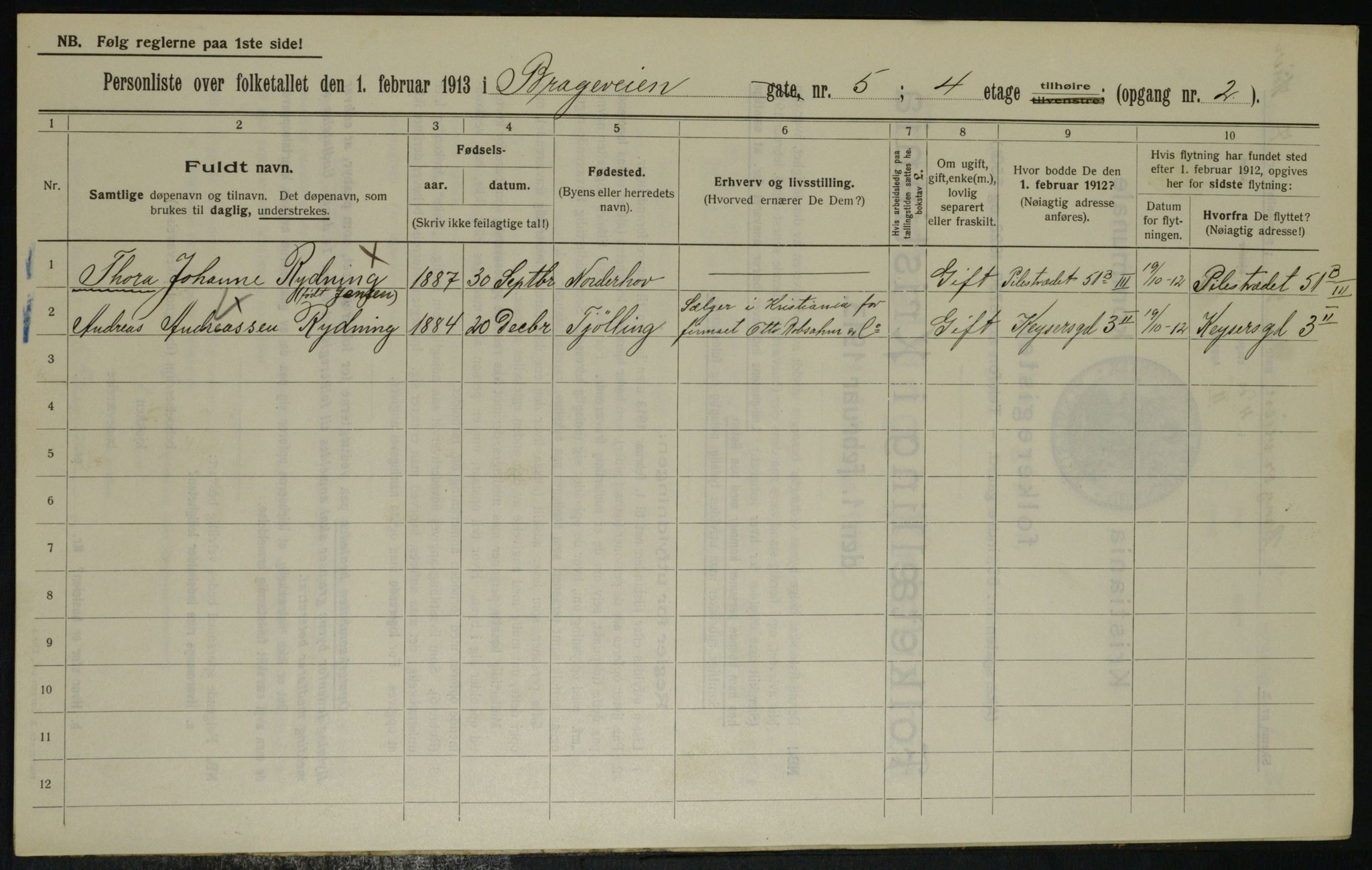 OBA, Municipal Census 1913 for Kristiania, 1913, p. 7996