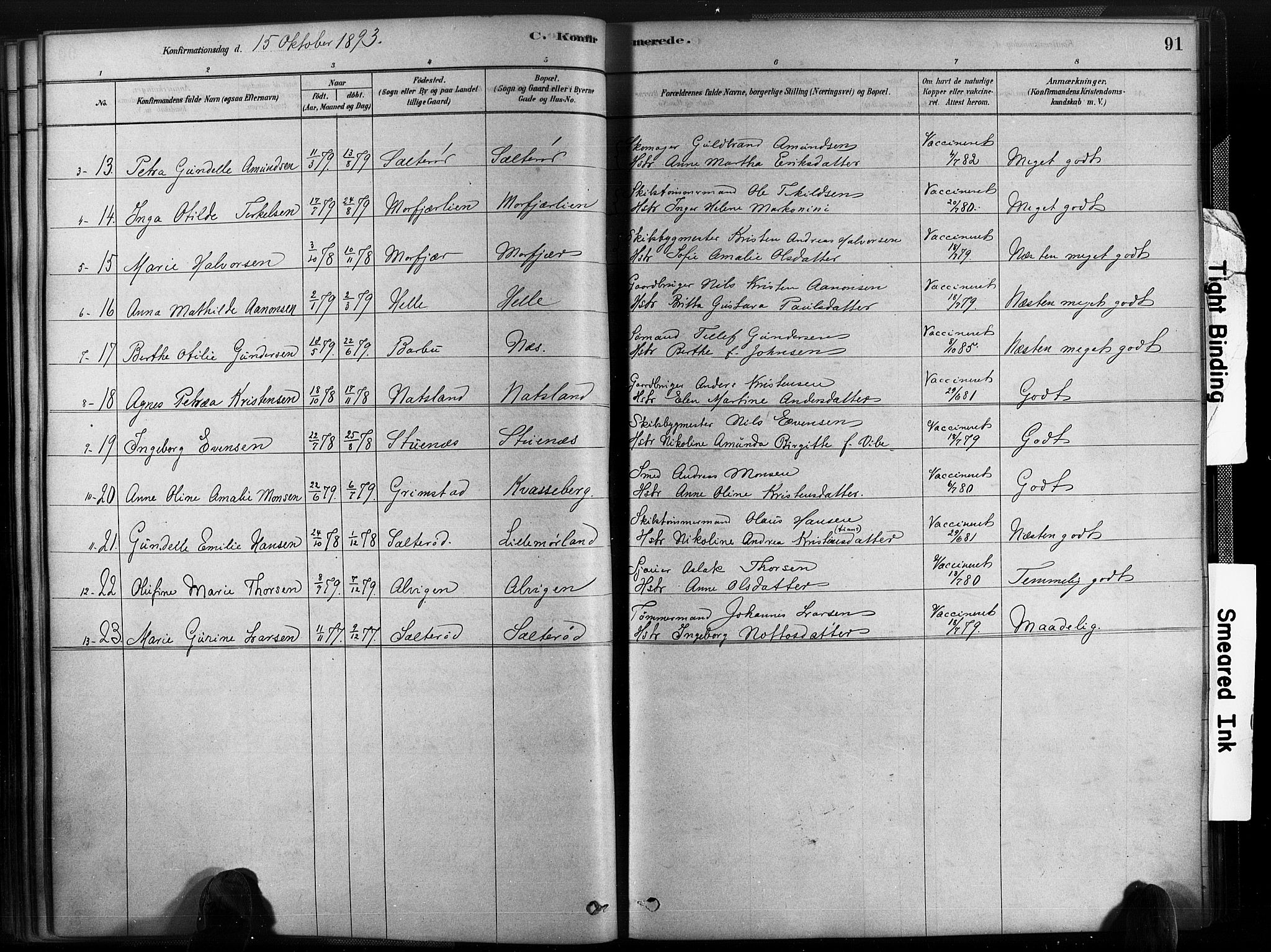 Austre Moland sokneprestkontor, AV/SAK-1111-0001/F/Fa/Fab/L0001: Parish register (official) no. A 1, 1878-1898, p. 91