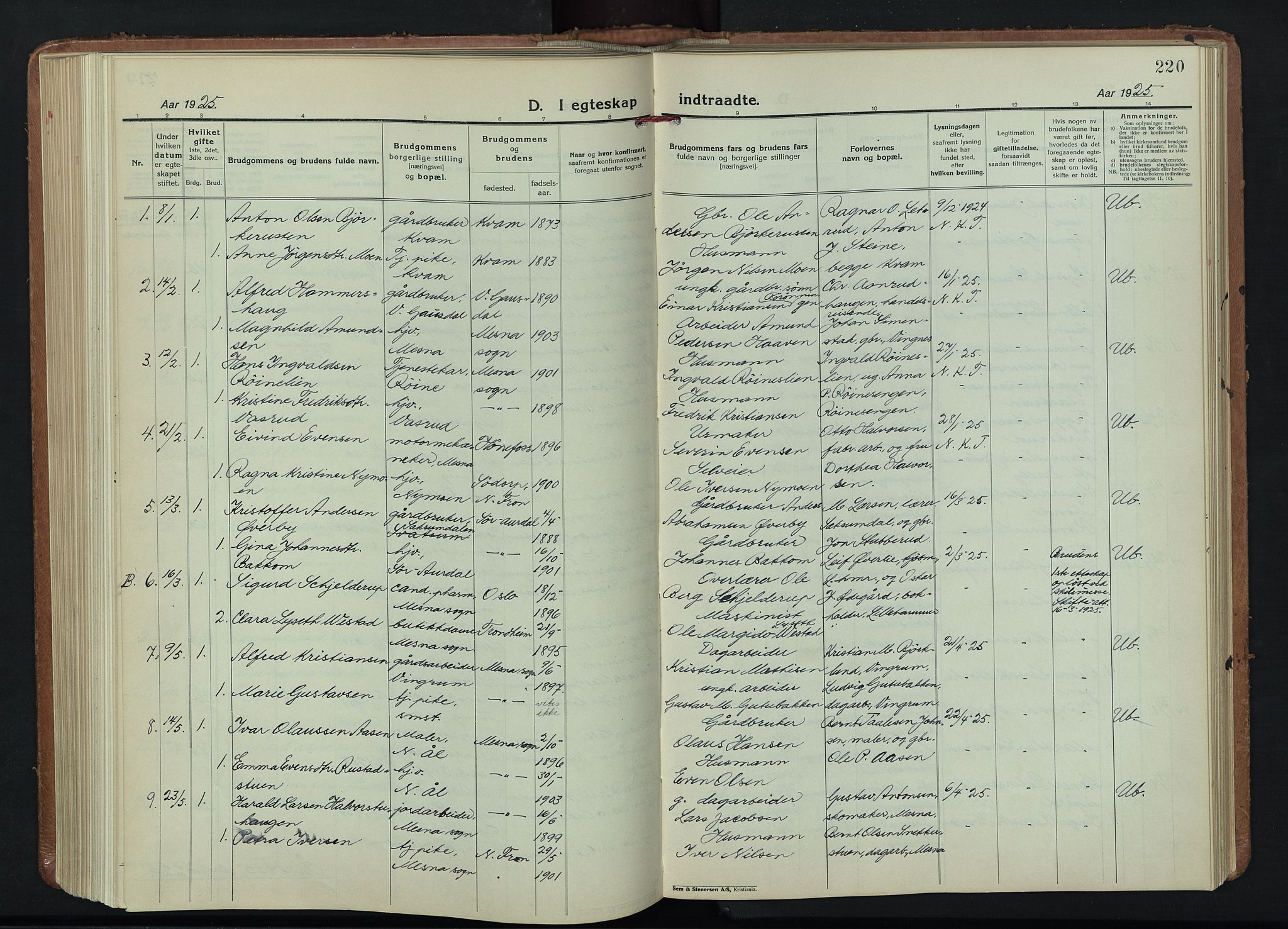 Fåberg prestekontor, AV/SAH-PREST-086/H/Ha/Hab/L0015: Parish register (copy) no. 15, 1924-1949, p. 220