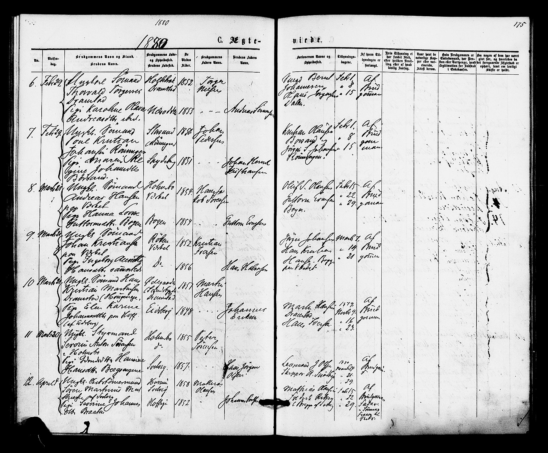 Hurum kirkebøker, AV/SAKO-A-229/F/Fa/L0013: Parish register (official) no. 13, 1876-1881, p. 175