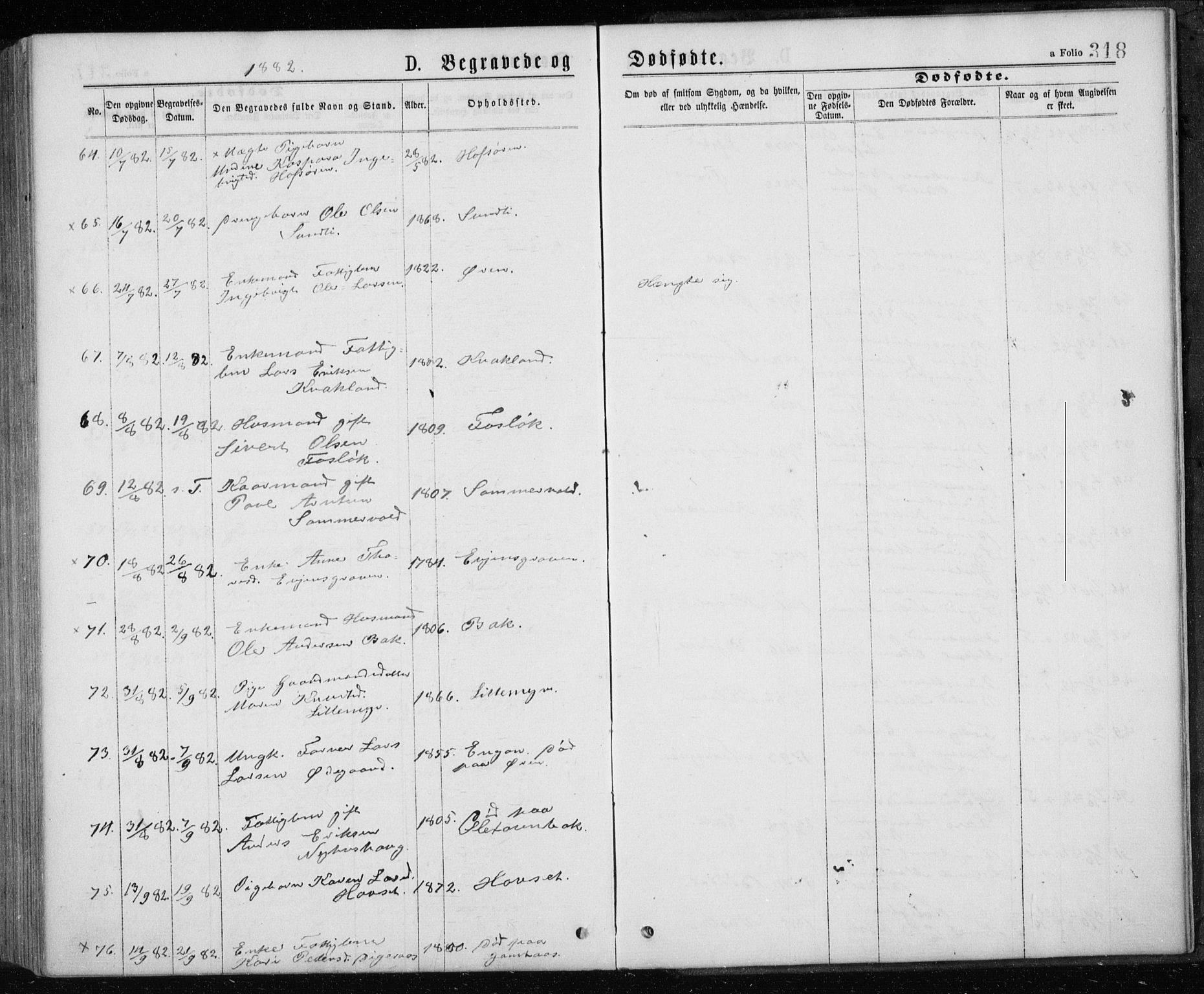 Ministerialprotokoller, klokkerbøker og fødselsregistre - Sør-Trøndelag, AV/SAT-A-1456/668/L0817: Parish register (copy) no. 668C06, 1873-1884, p. 318