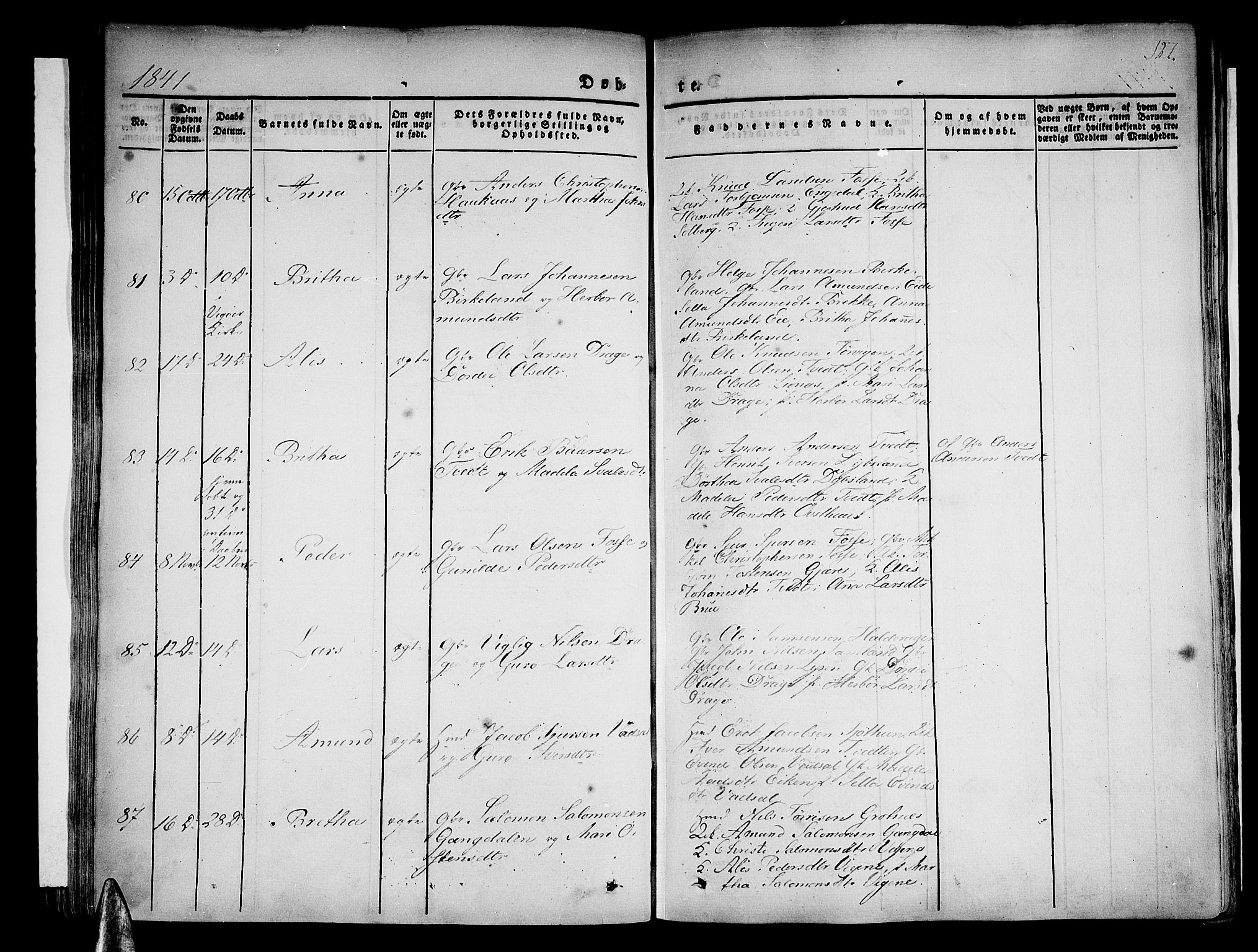 Strandebarm sokneprestembete, AV/SAB-A-78401/H/Haa: Parish register (official) no. A 6, 1826-1843, p. 127