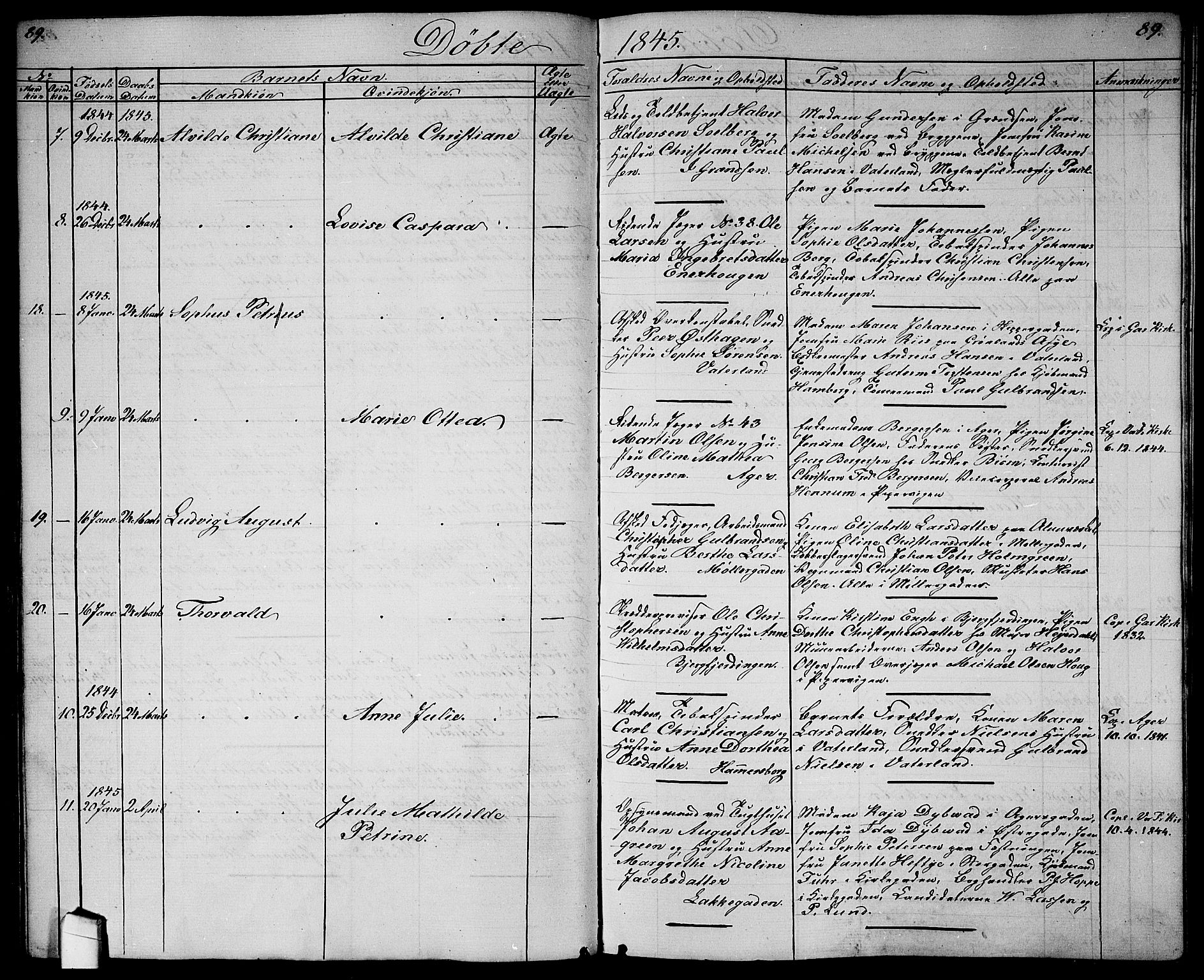 Garnisonsmenigheten Kirkebøker, SAO/A-10846/G/Ga/L0005: Parish register (copy) no. 5, 1841-1860, p. 89