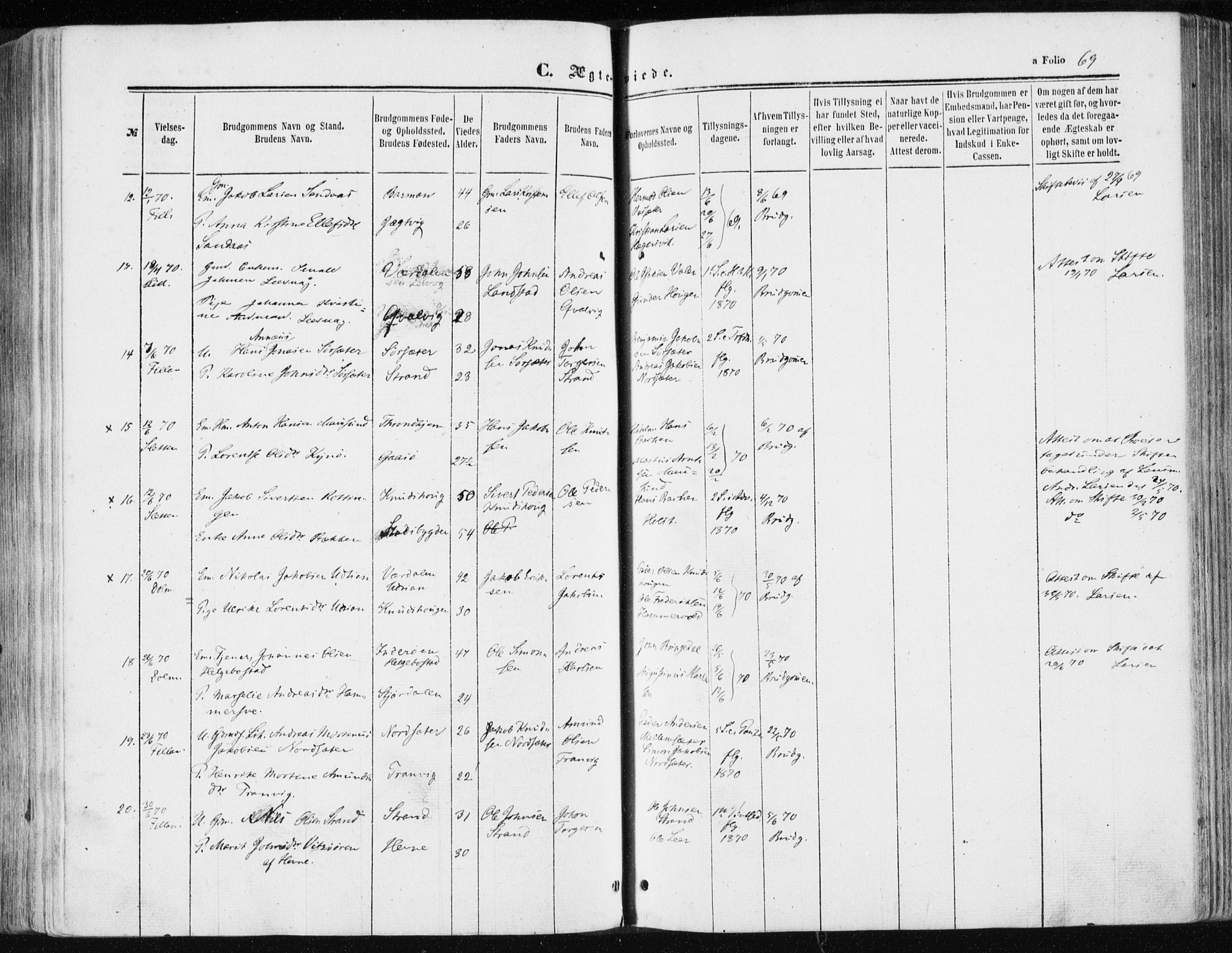 Ministerialprotokoller, klokkerbøker og fødselsregistre - Sør-Trøndelag, SAT/A-1456/634/L0531: Parish register (official) no. 634A07, 1861-1870, p. 69