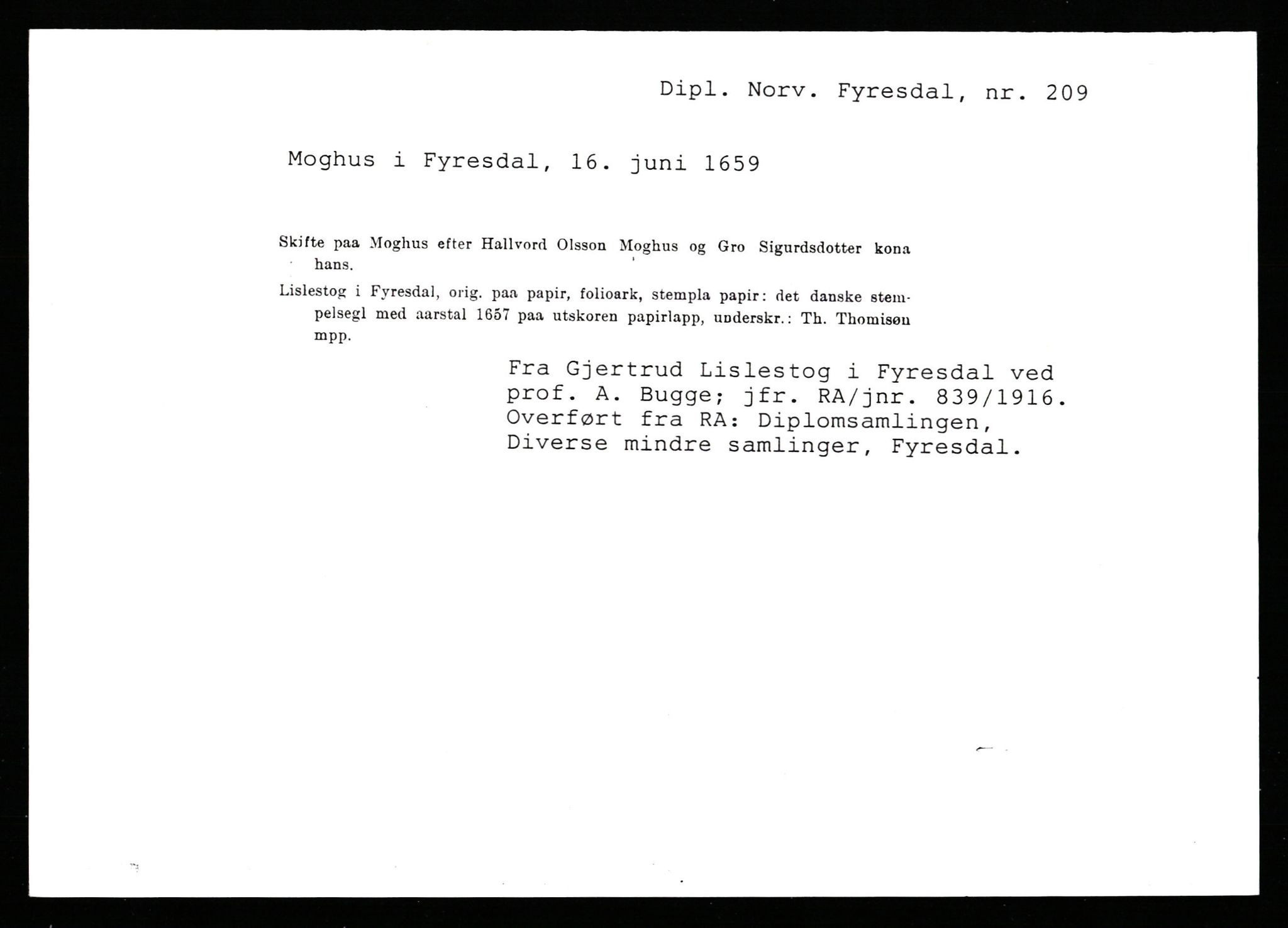 Riksarkivets diplomsamling, AV/RA-EA-5965/F35/F35b/L0010: Riksarkivets diplomer, seddelregister, 1656-1670, p. 207