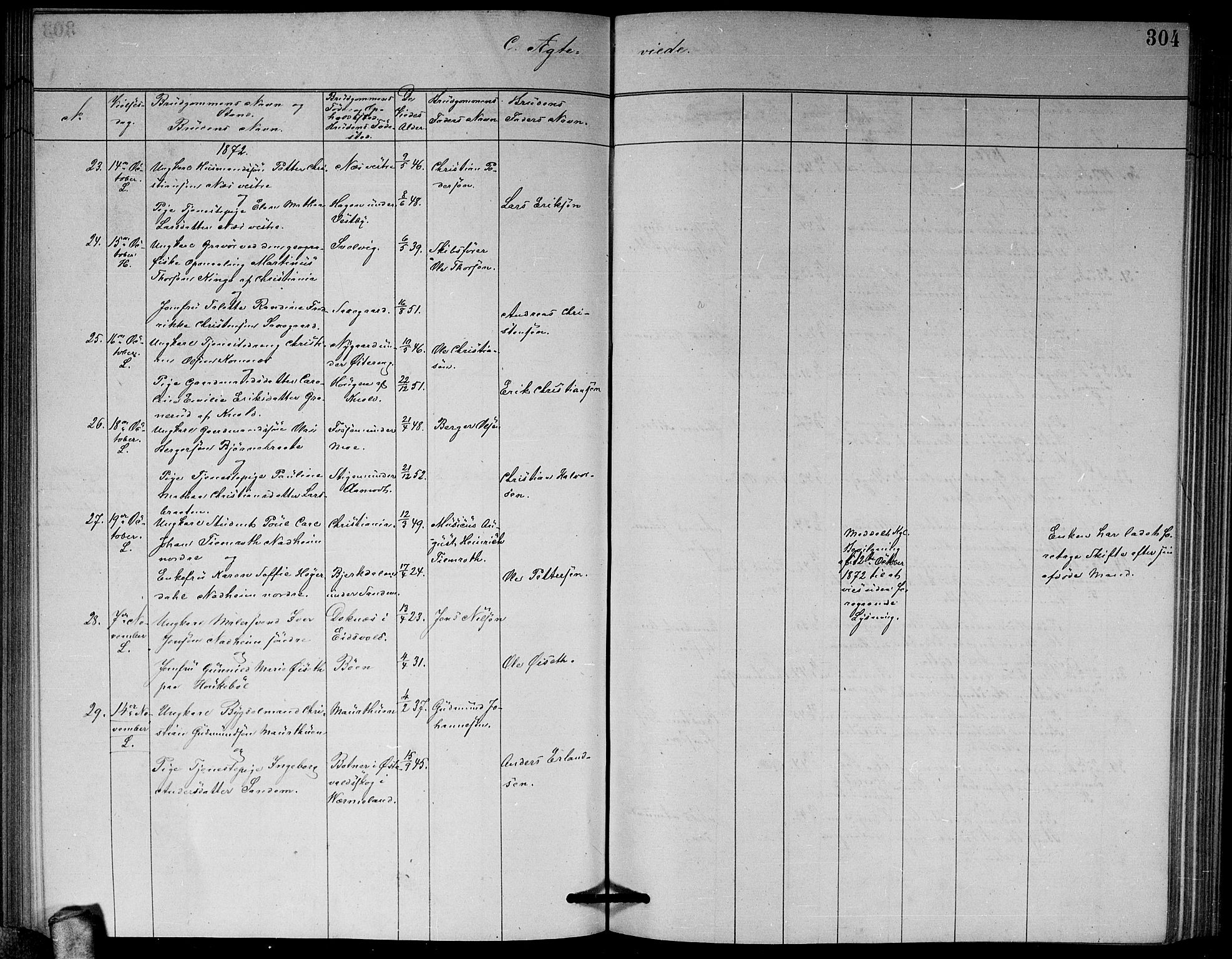 Høland prestekontor Kirkebøker, AV/SAO-A-10346a/G/Ga/L0006: Parish register (copy) no. I 6, 1869-1879, p. 304