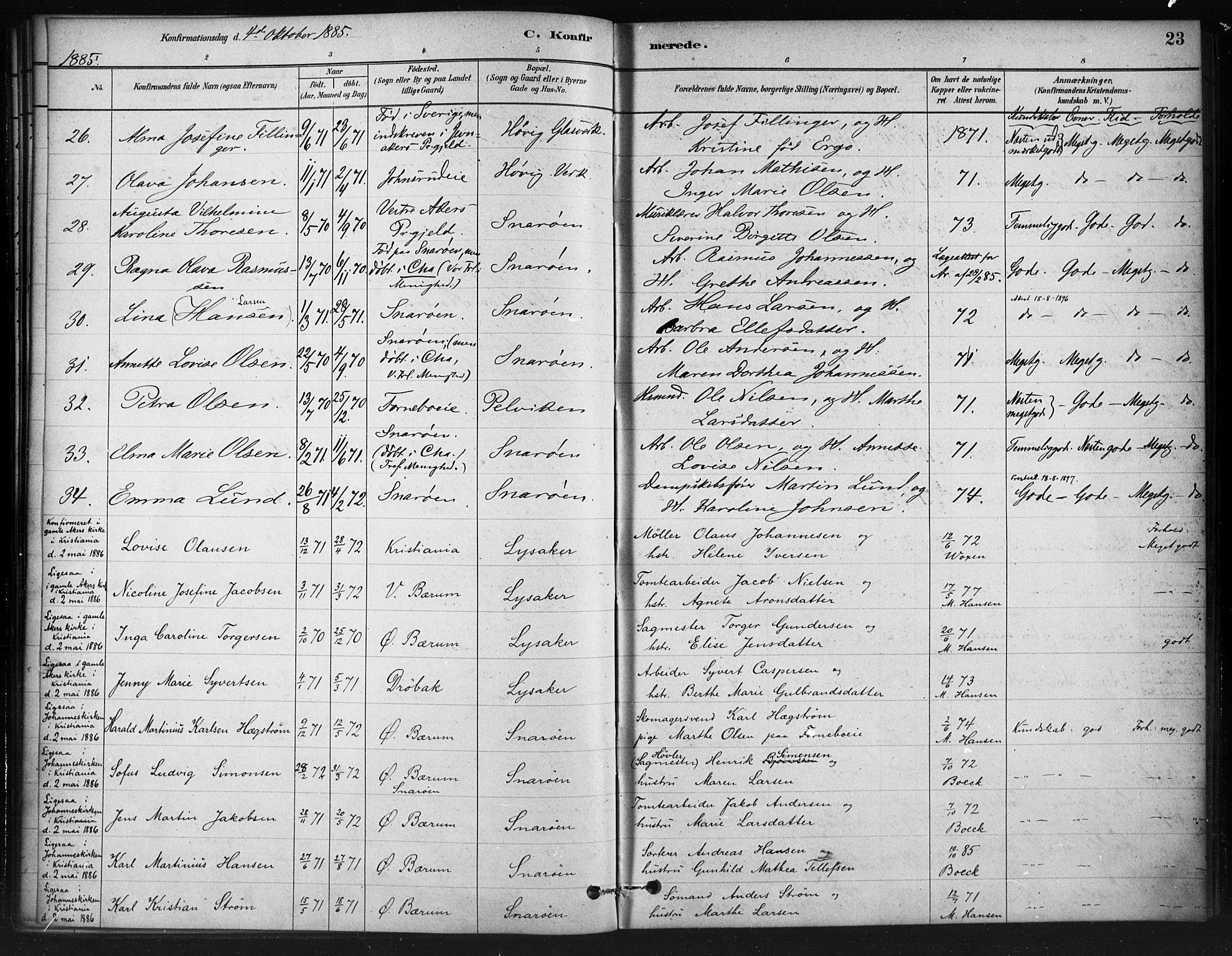 Asker prestekontor Kirkebøker, SAO/A-10256a/F/Fc/L0002: Parish register (official) no. III 2, 1879-1904, p. 23
