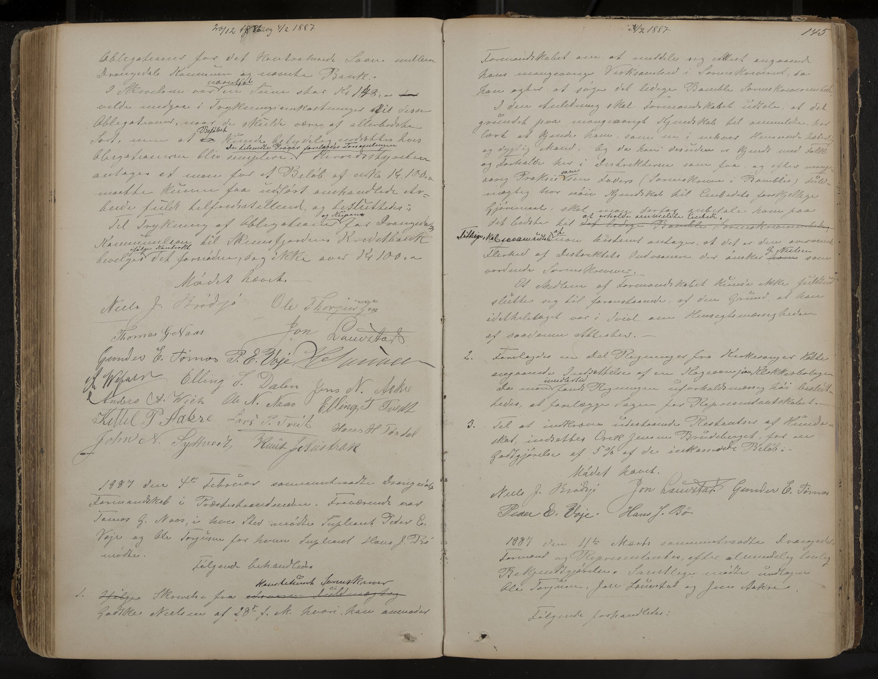 Drangedal formannskap og sentraladministrasjon, IKAK/0817021/A/L0002: Møtebok, 1870-1892, p. 145