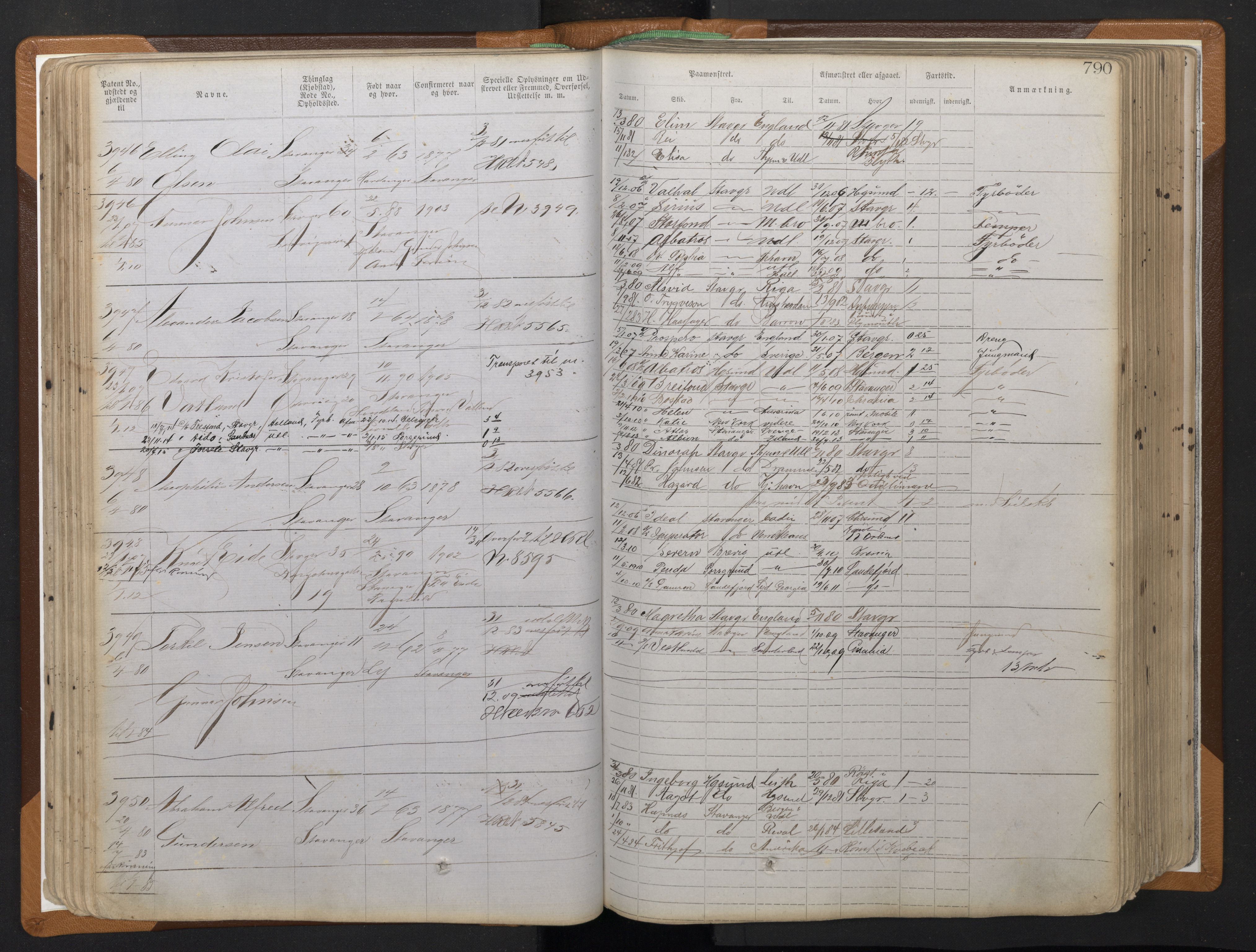 Stavanger sjømannskontor, AV/SAST-A-102006/F/Ff/L0010: Annotasjonsrulle, patentnr. 3605-5225 (dublett), 1878-1900, p. 72