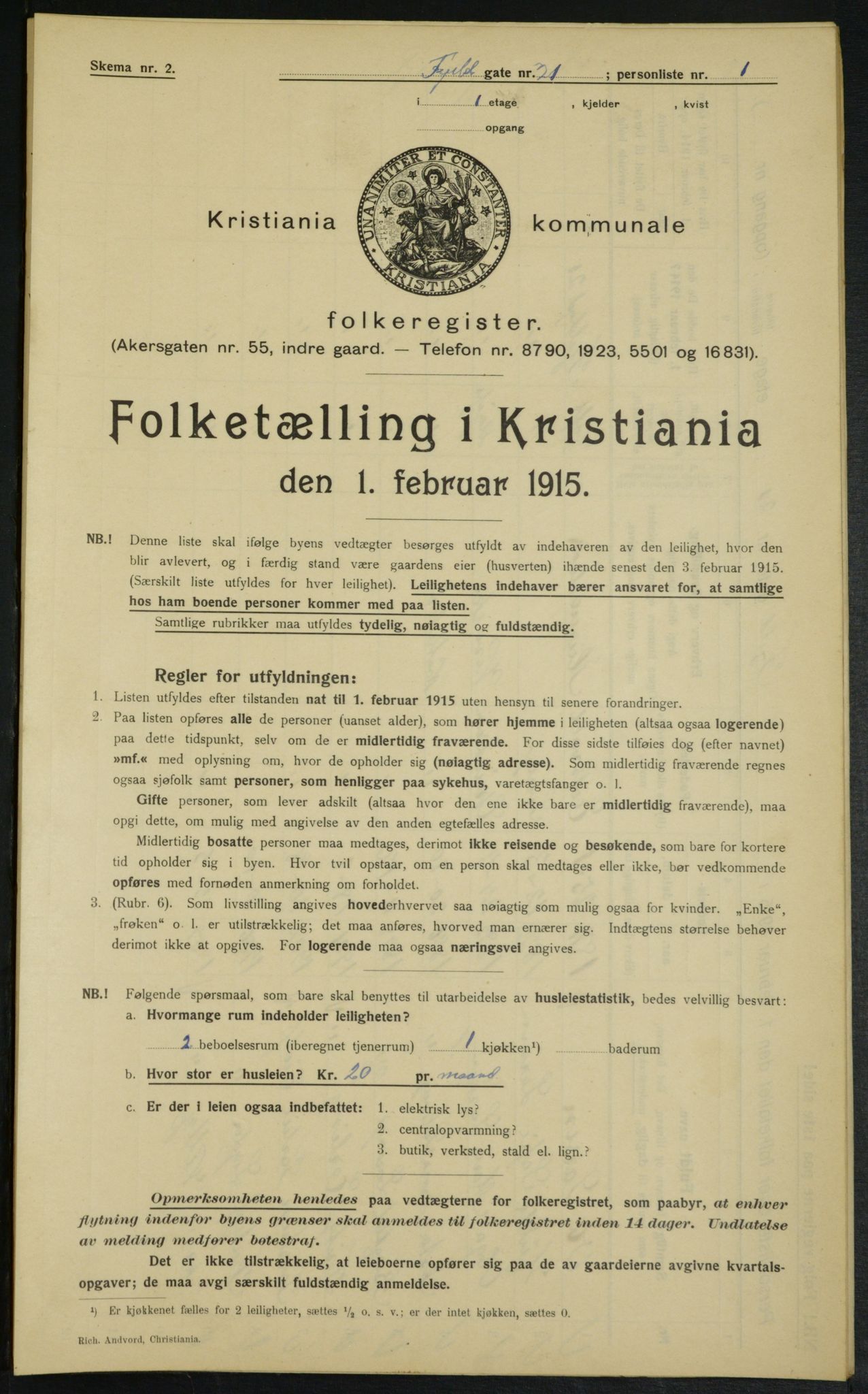 OBA, Municipal Census 1915 for Kristiania, 1915, p. 23994