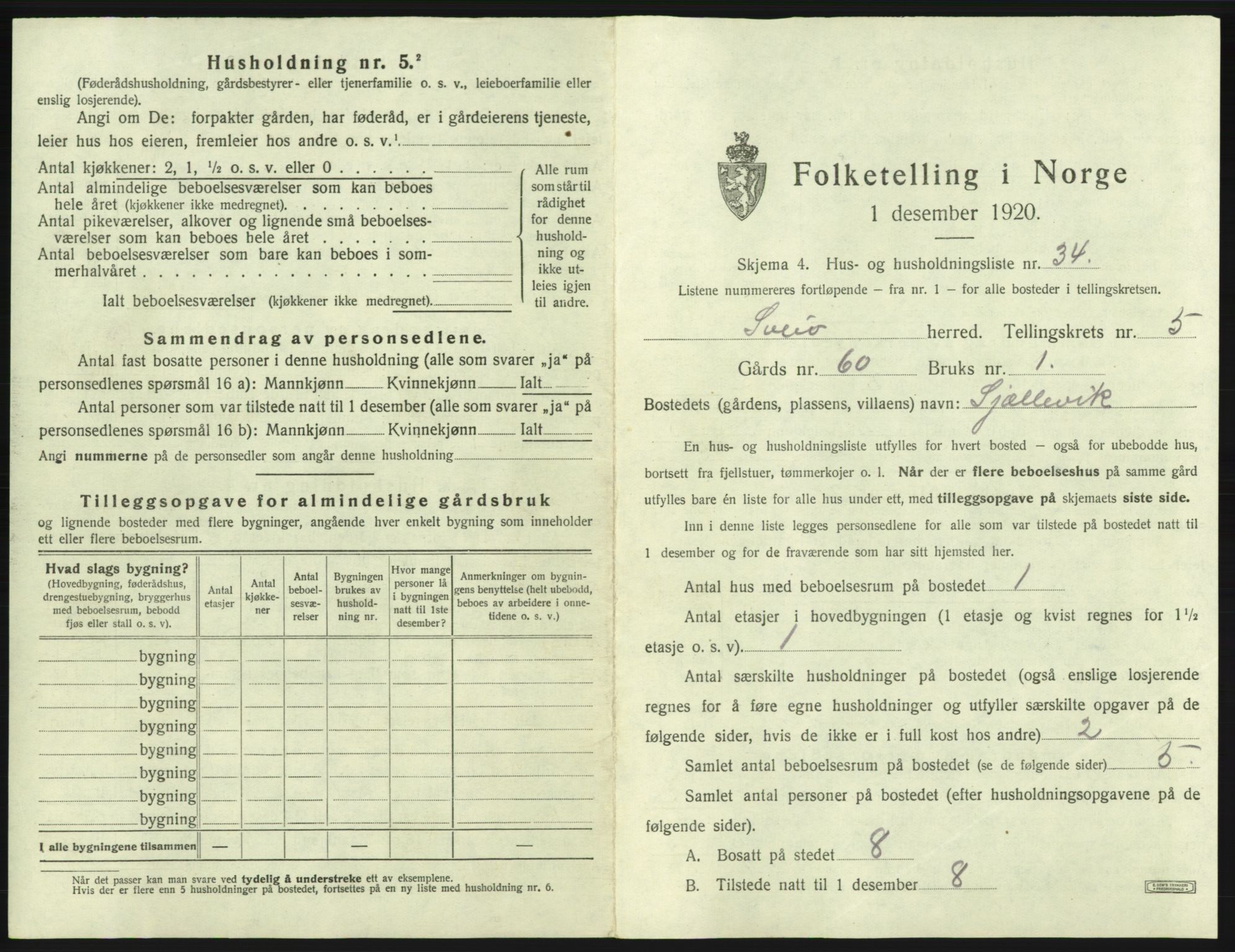 SAB, 1920 census for Sveio, 1920, p. 380