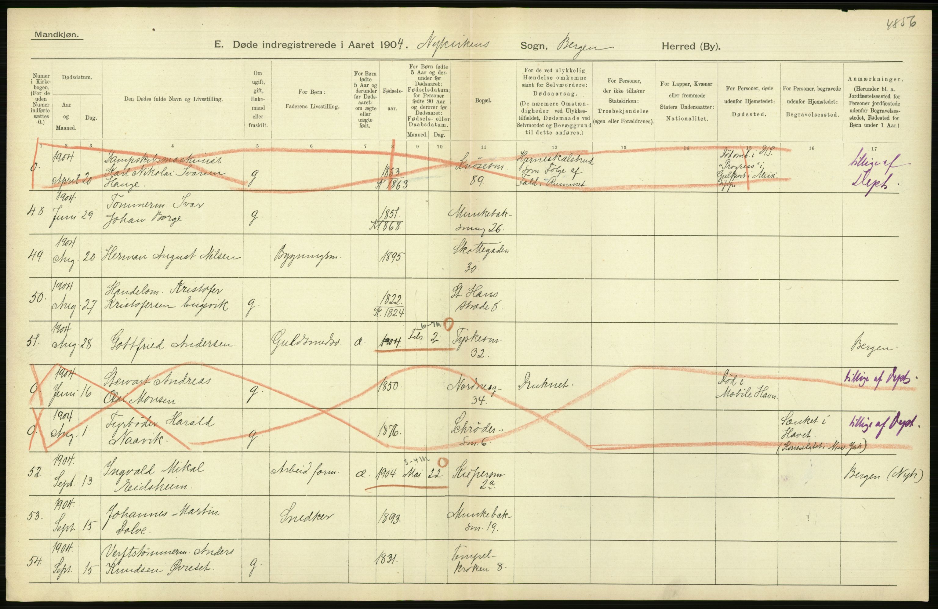 Statistisk sentralbyrå, Sosiodemografiske emner, Befolkning, AV/RA-S-2228/D/Df/Dfa/Dfab/L0014: Bergen: Fødte, gifte, døde, 1904, p. 382