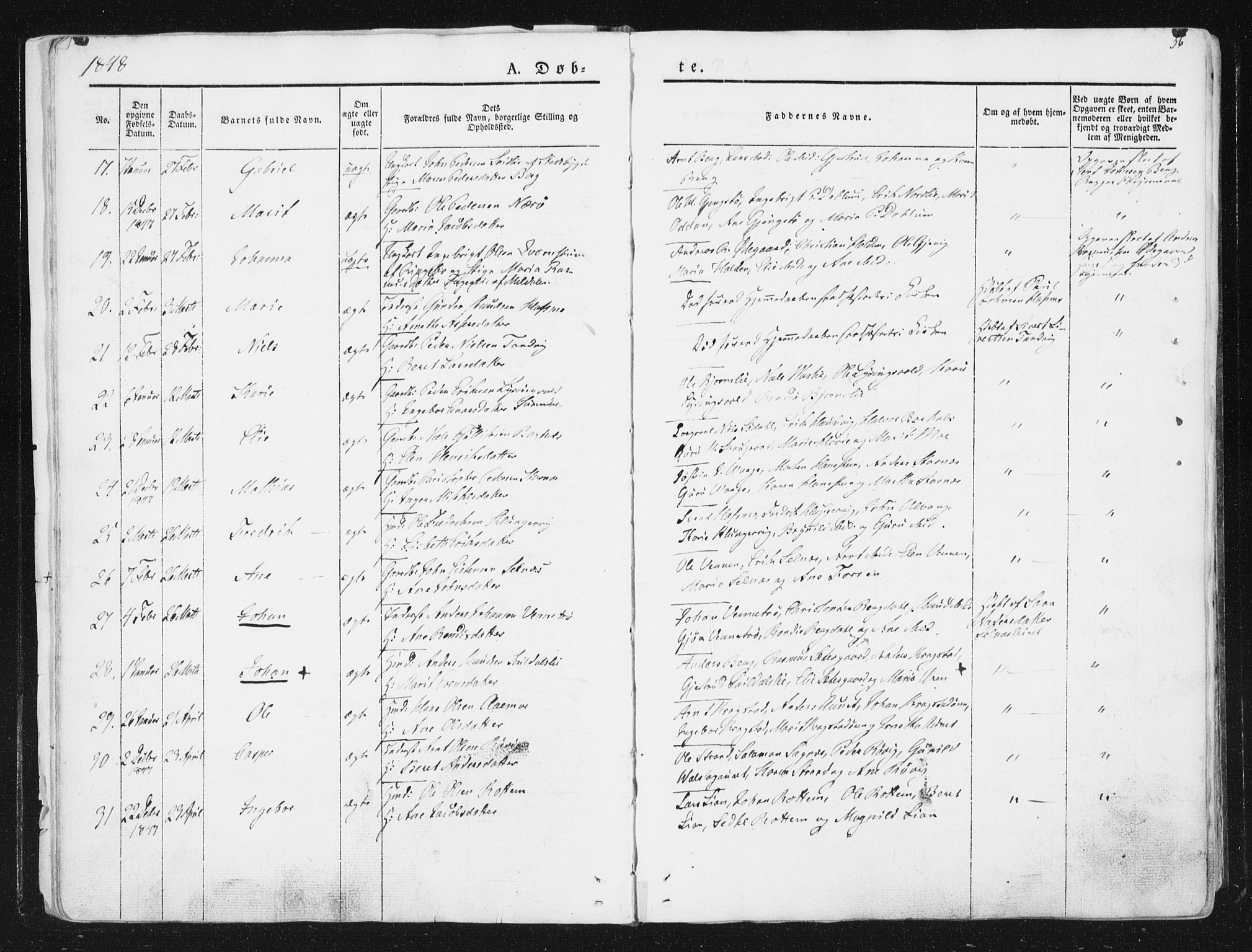 Ministerialprotokoller, klokkerbøker og fødselsregistre - Sør-Trøndelag, AV/SAT-A-1456/630/L0493: Parish register (official) no. 630A06, 1841-1851, p. 56