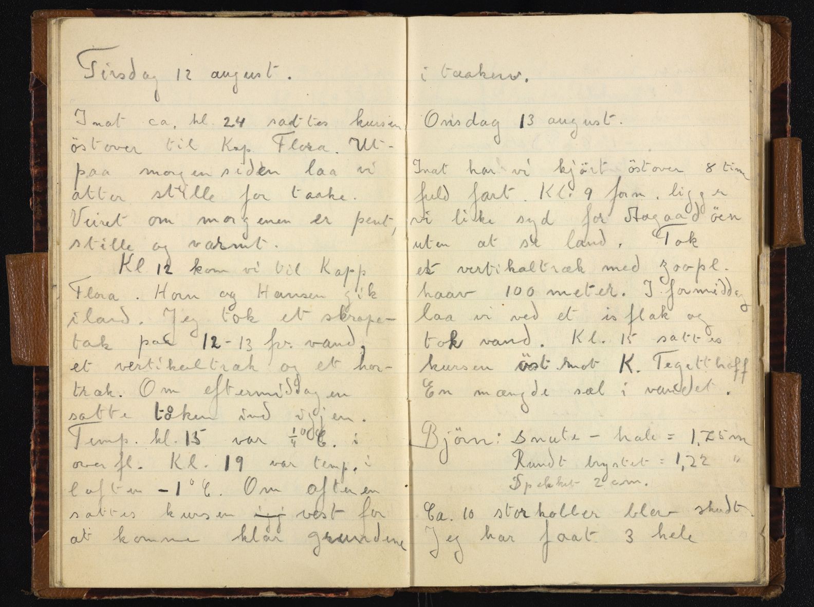 Sørensen, Adolf, AAKS/PA-2238/Y/L0001/0004: Dagbok, telegram, foredragsnotater og utrustningsliste / Adolf Sørensens dagbok fra Bratvaag-ekspedisjonen til Frans Josefs land , 1930, p. 17