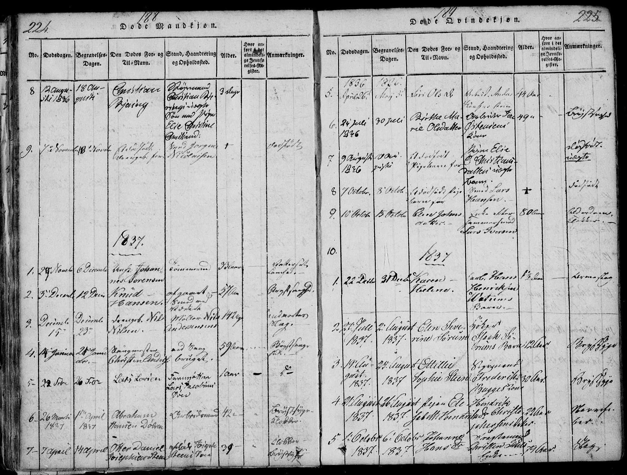 Larvik kirkebøker, AV/SAKO-A-352/F/Fb/L0002: Parish register (official) no. II 2, 1818-1842, p. 224-225